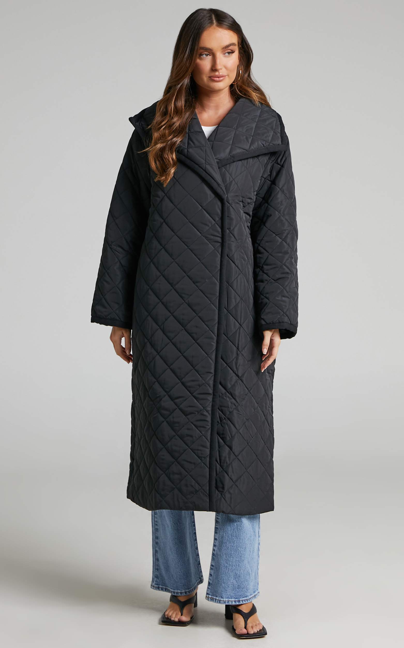 Miley Quilted Coat in Black - 14, BLK1, hi-res image number null