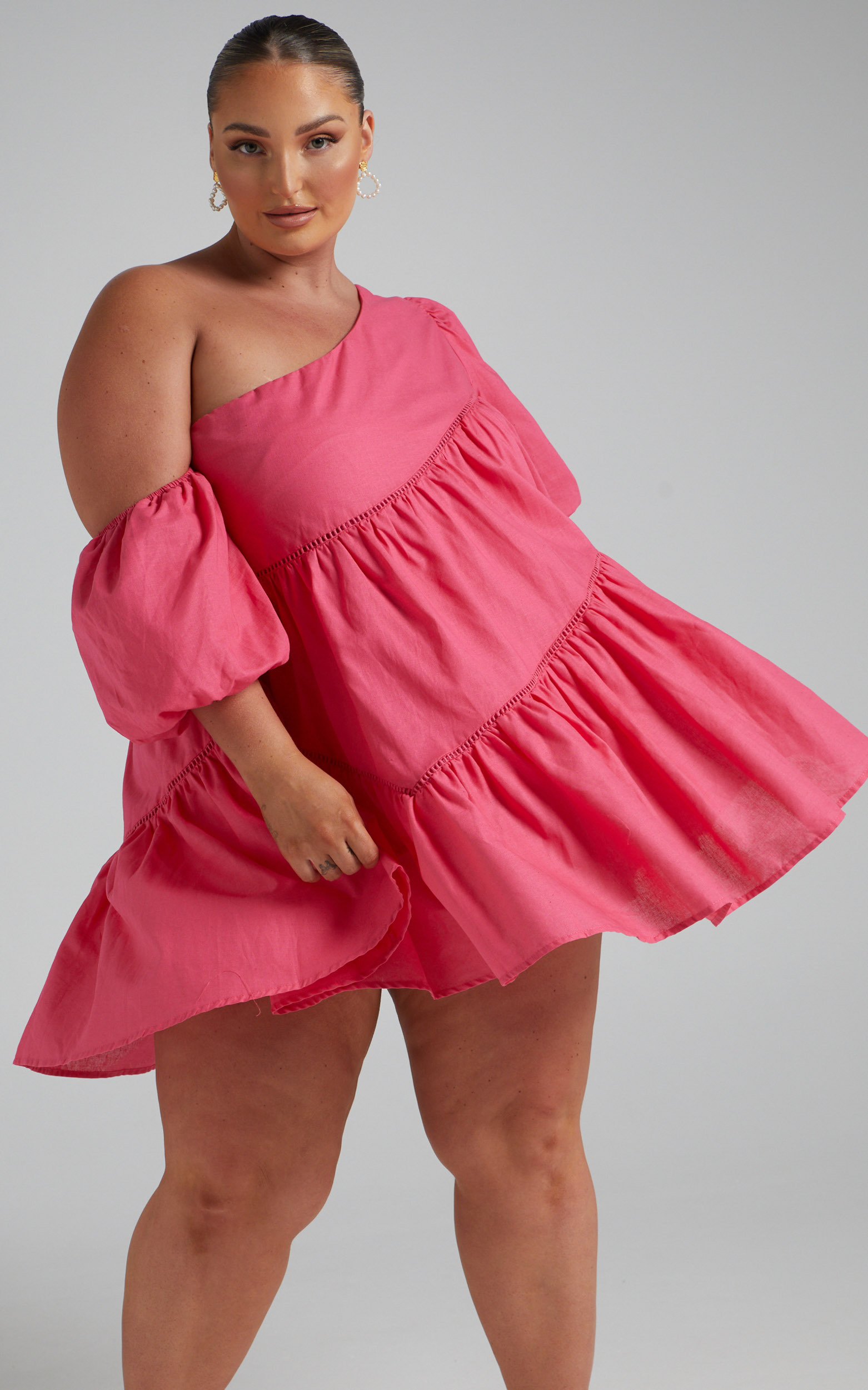 Harleen Asymmetrical Trim Mini Dress in Light Pink - 04, PNK2, hi-res image number null