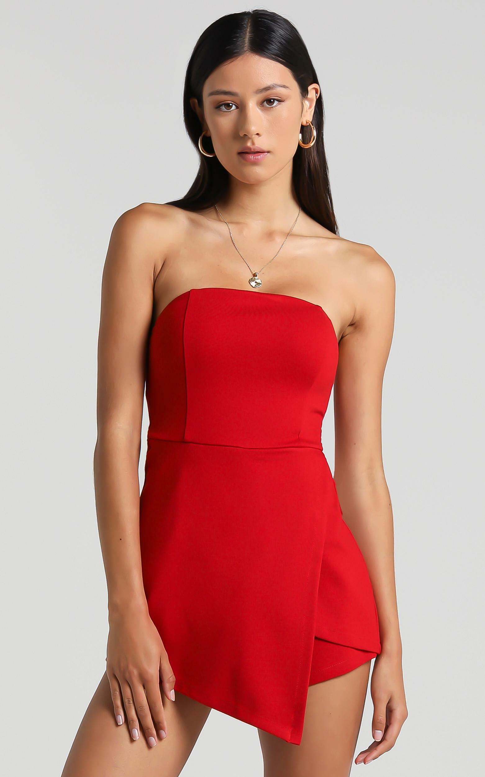 Caught My Eyes Playsuit In Red - 6 (XS), Red, hi-res image number null