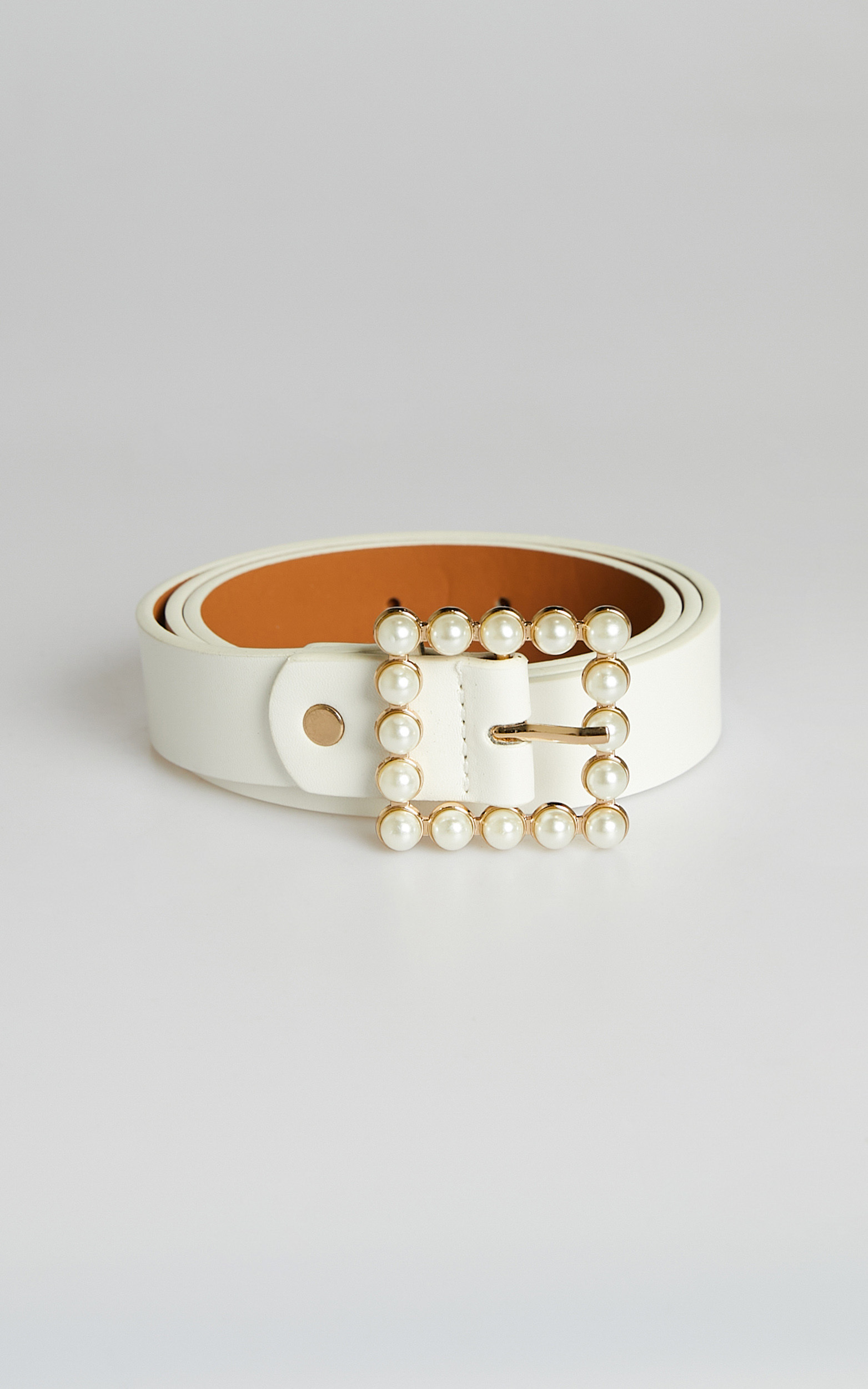 Lausanne Square Pearl Buckle Belt in White - NoSize, WHT2, hi-res image number null