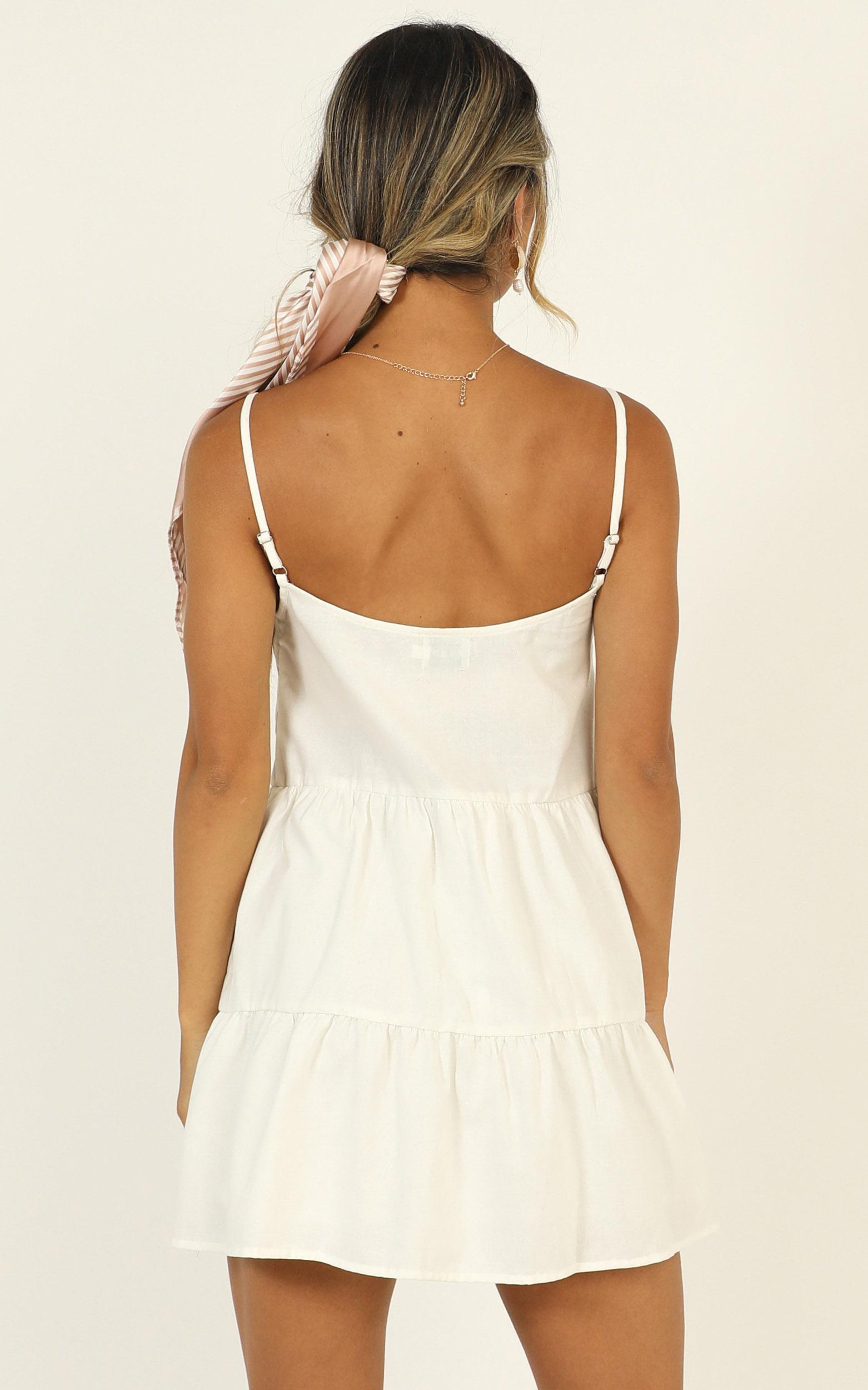 white linen strappy dress