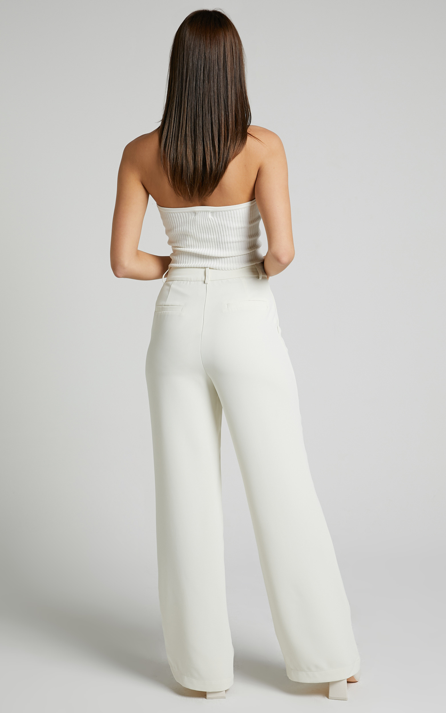 Bonnie Pants - High Waisted Tailored Wide Leg Pants in Stone | Showpo USA