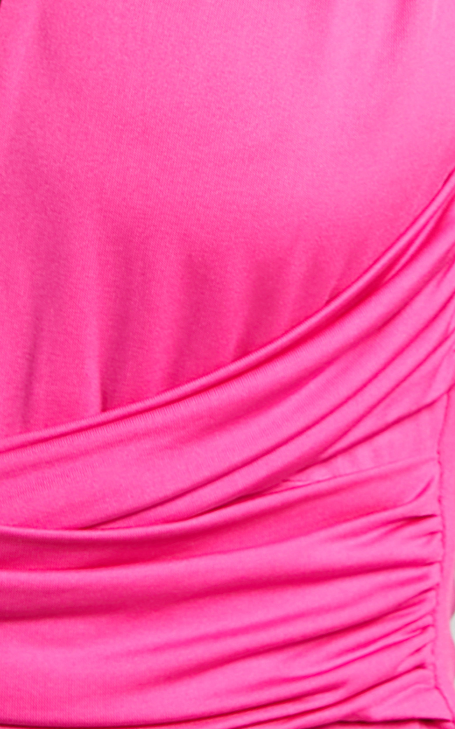 Jairlee Bodysuit - Plunge Neck Faux Wrap Front Bodysuit in Hot Pink ...