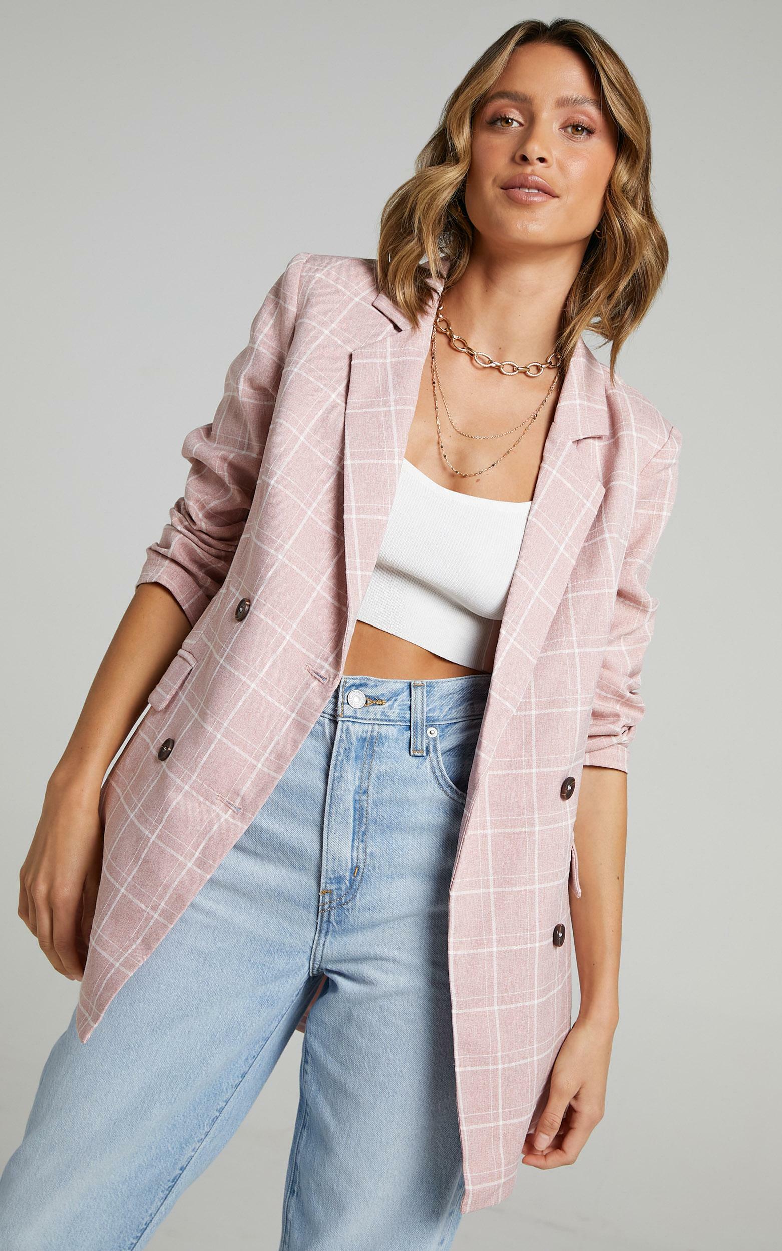 Sort It Out Blazer in Blush Check - 20, PNK3, hi-res image number null