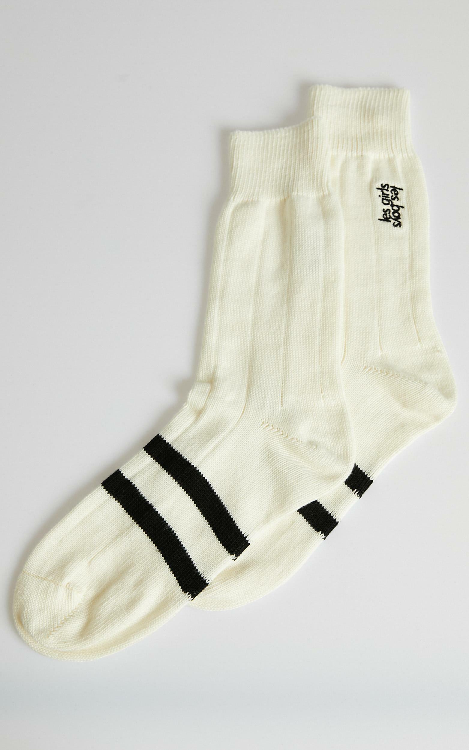 Les Girls Les Boys - Mid Calf Sock in Off White - S, WHT1, hi-res image number null