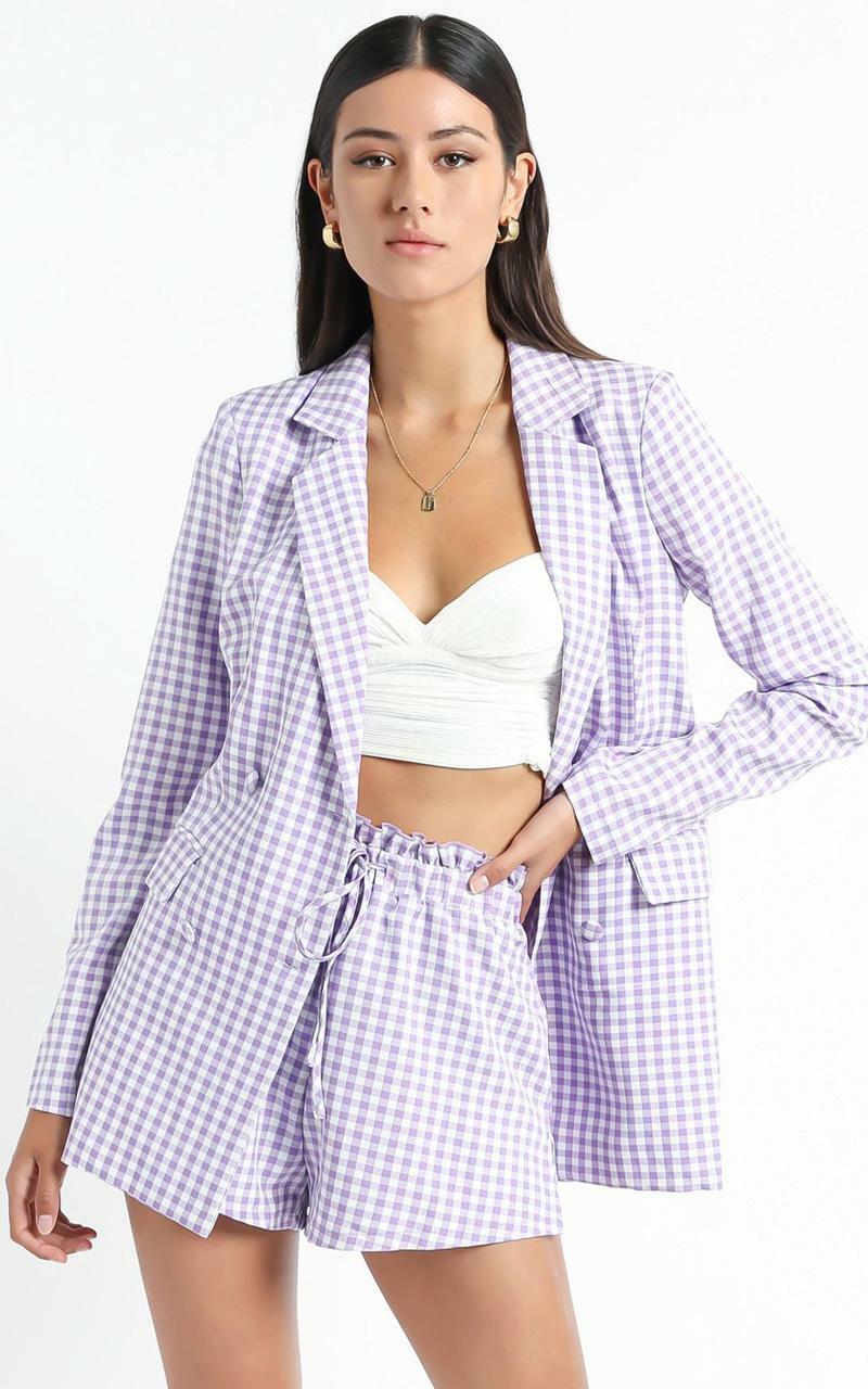 Quick To Win Blazer in Lilac Check - 06, PRP5, hi-res image number null