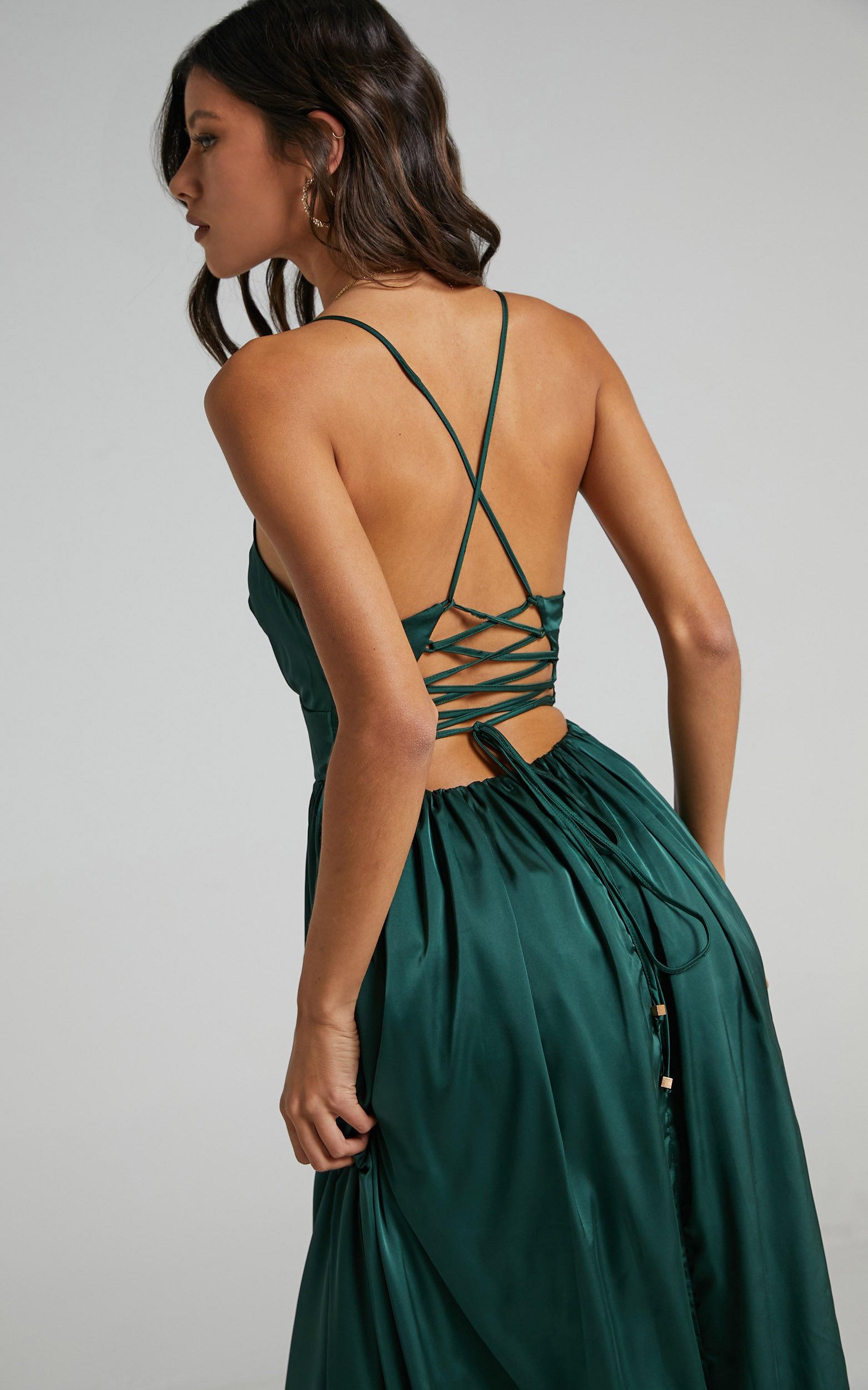 I Want The World To Know Dress in Emerald Satin - 14, GRN4, hi-res image number null