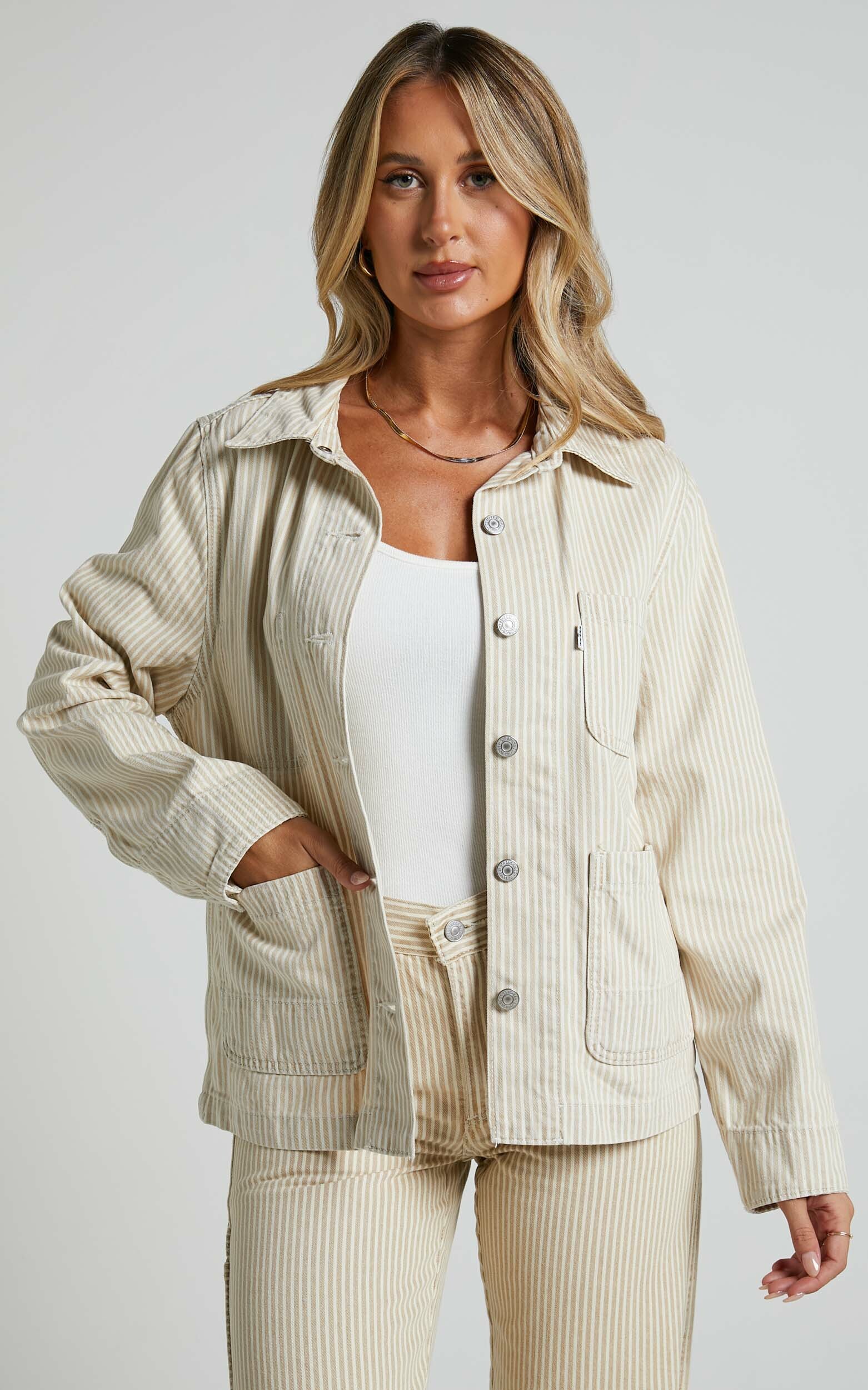 Levi's - UTILITY CHORE JACKET in Lines In The Sand Trucker - XS, WHT1, hi-res image number null