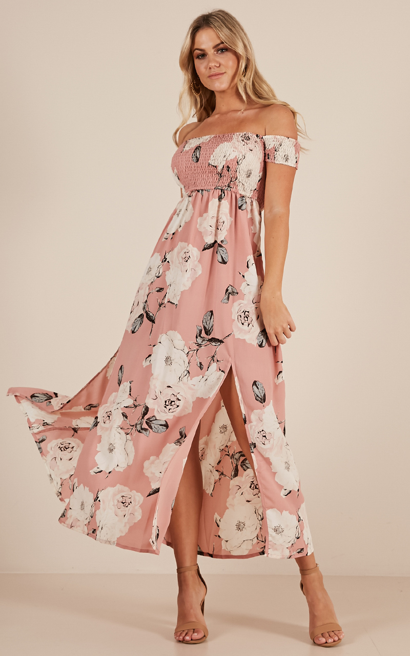 Daytime Dancer Maxi Dress In Dusty Pink Floral | Showpo