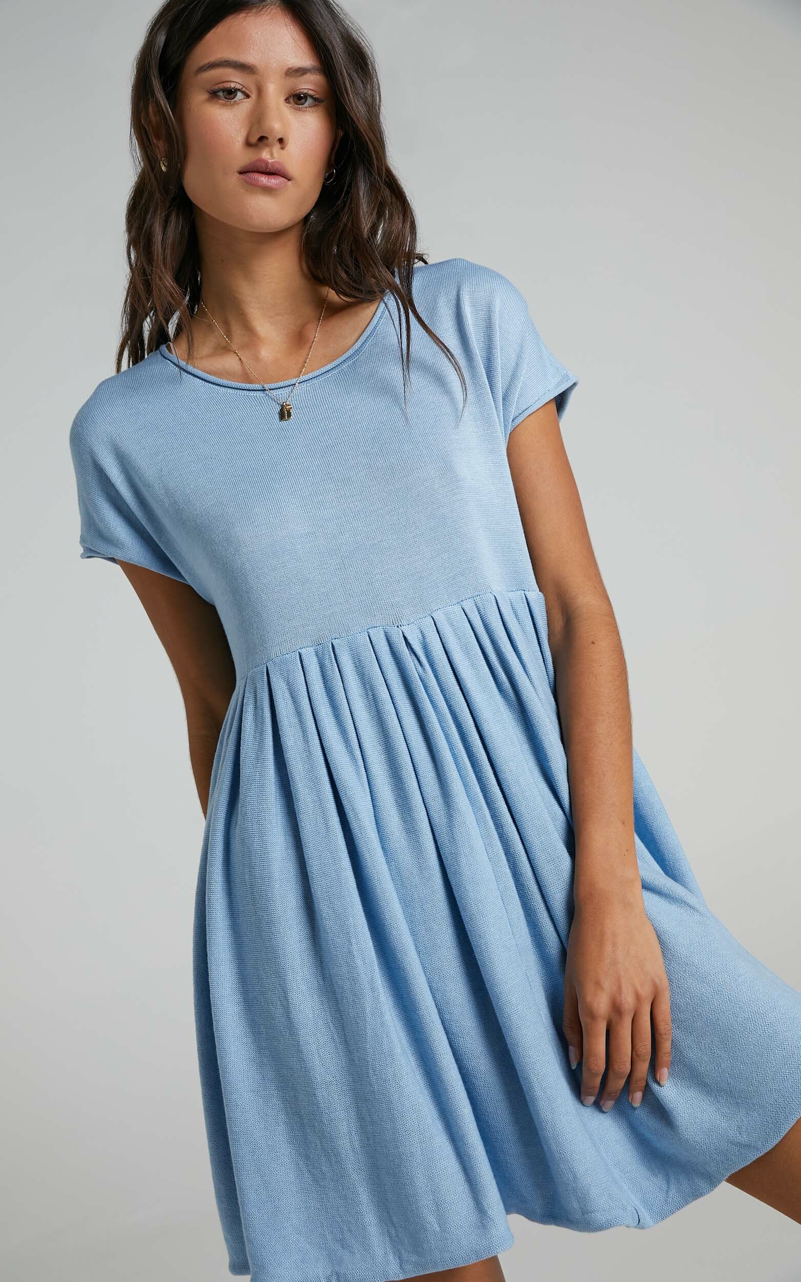 Embry Knit Dress in Powder Blue - 06, BLU1, hi-res image number null