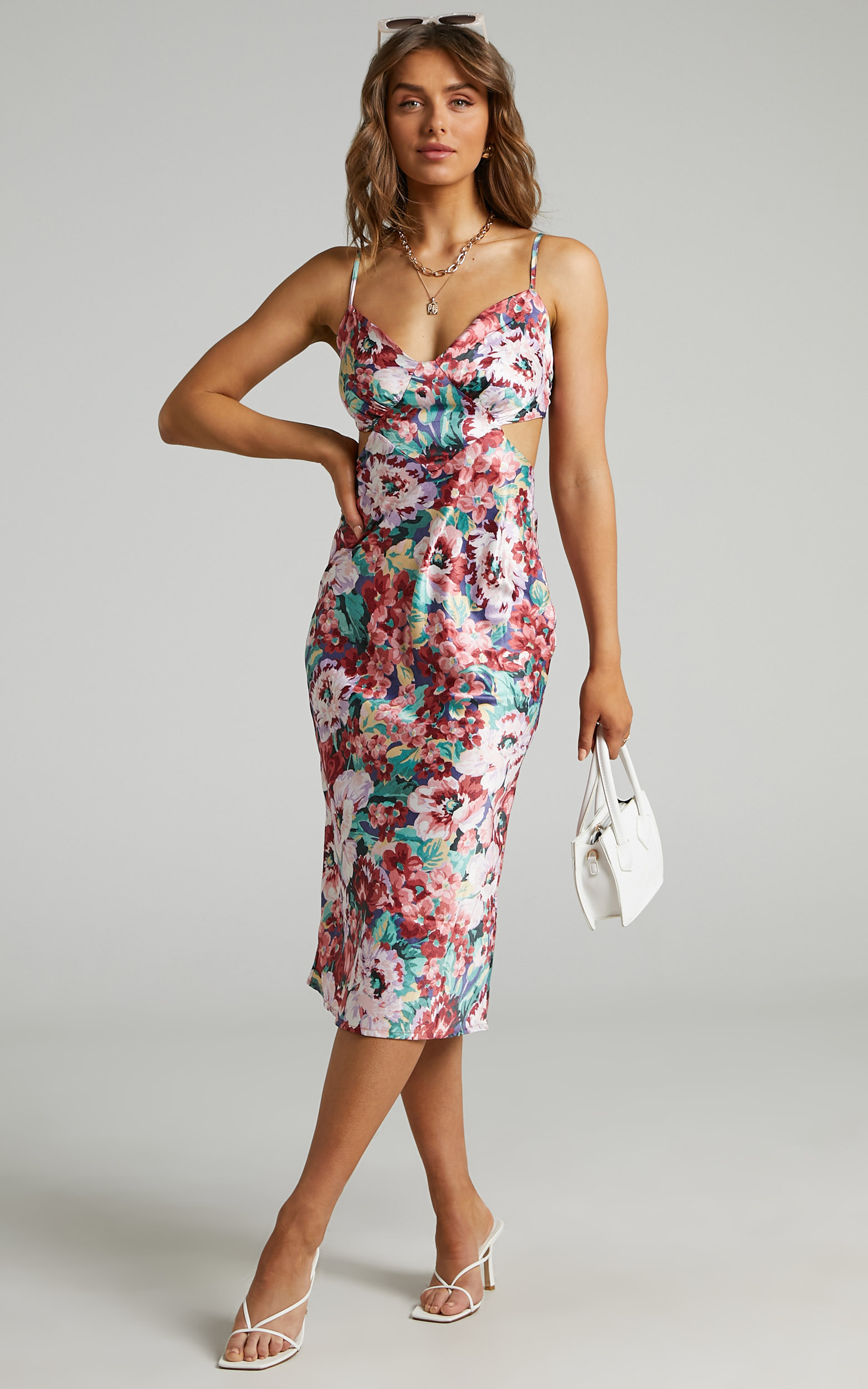 Neieve Cut Out Midi Dress in Amorous Floral - 06, MLT1, hi-res image number null