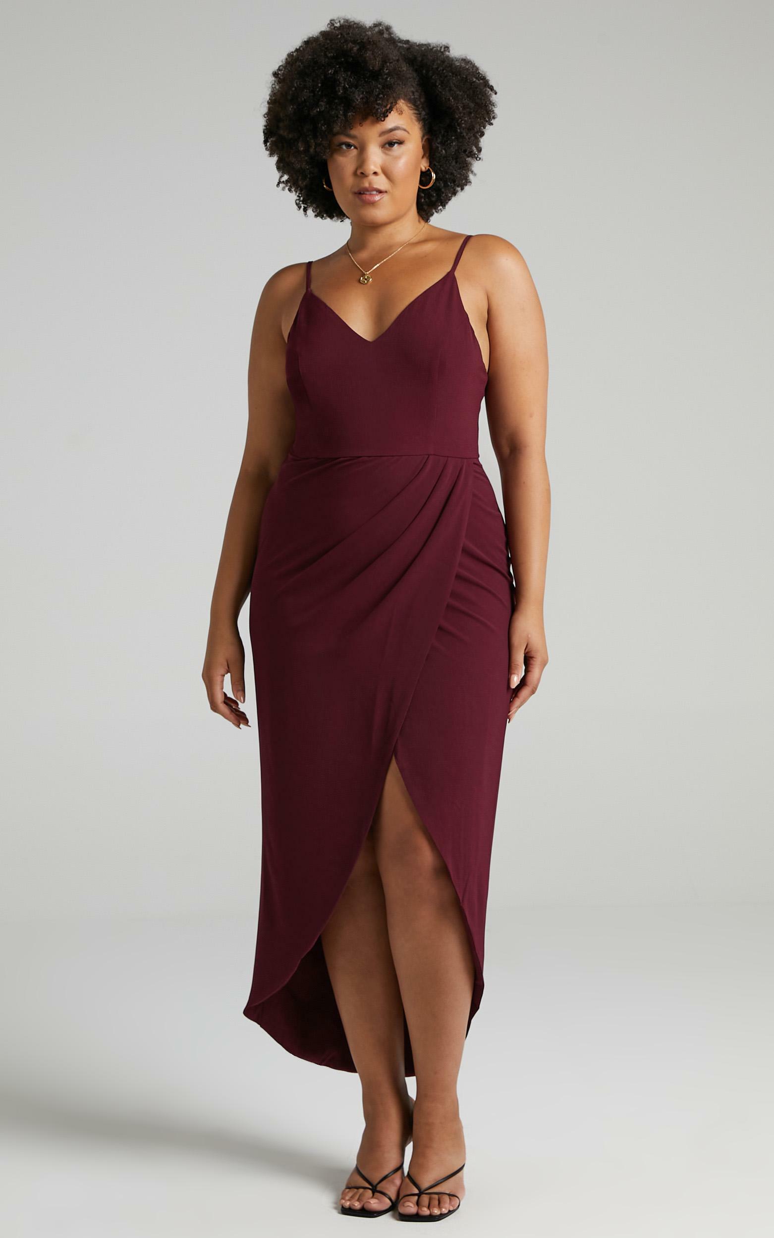 Lucky Day High Low Maxi Dress In Wine | Showpo