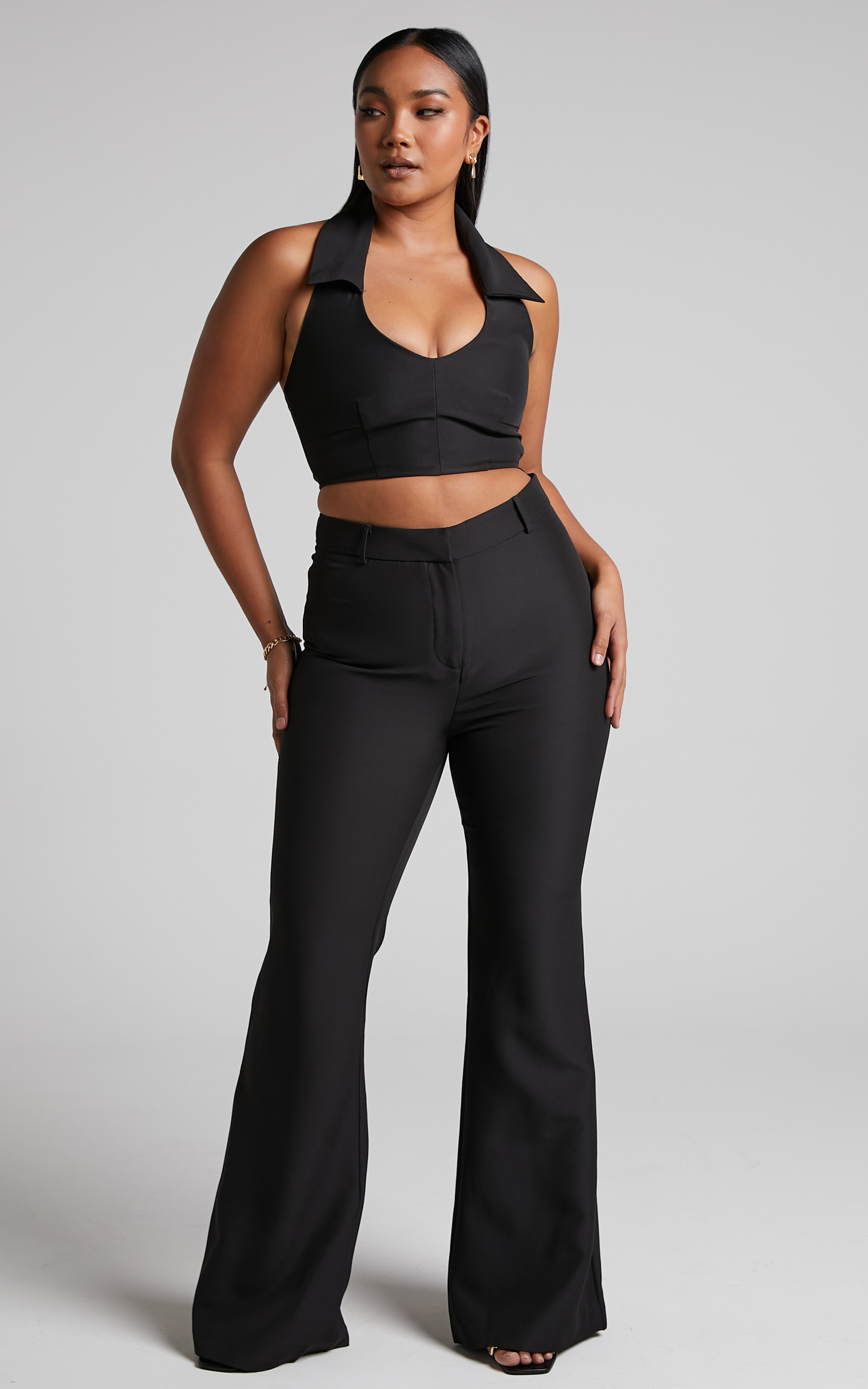 Lorena Flared Trousers in Black - 04, BLK1, hi-res image number null