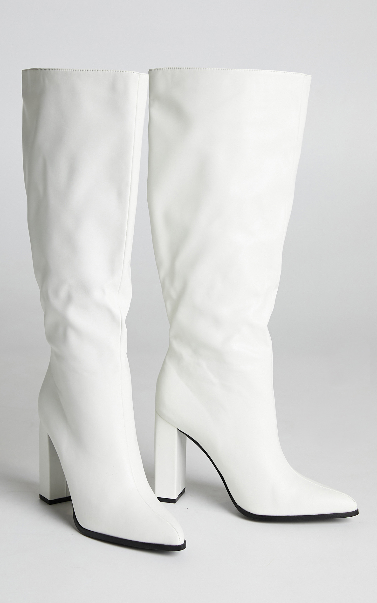 Public Desire - Posie Knee High Boots in White in White - 05, WHT1, hi-res image number null