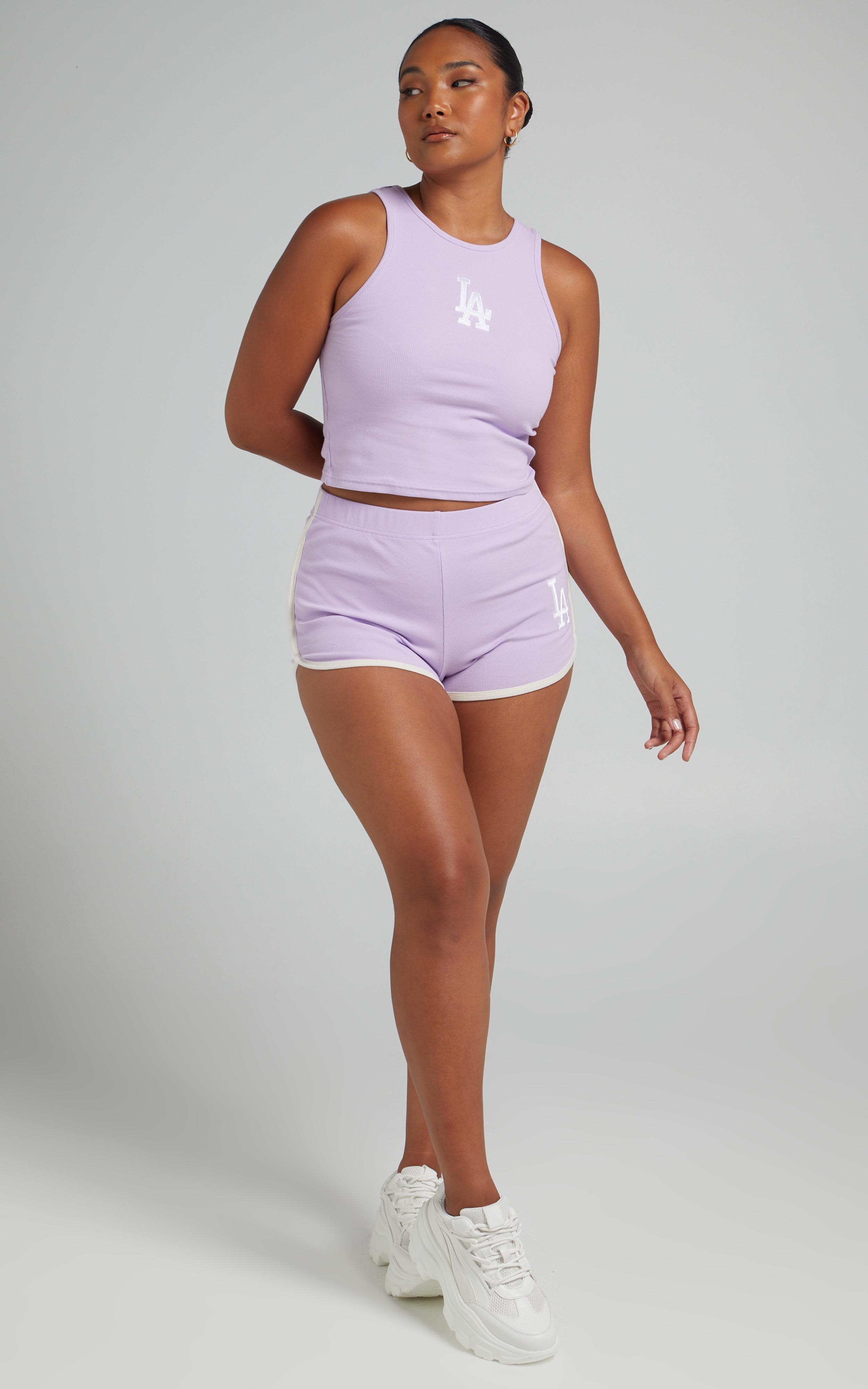 Majestic - Dodgers Rib Short in Orchid - L, PRP1, hi-res image number null