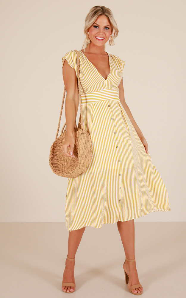Beyond The Surface dress in yellow stripe - 6 (XS), Yellow, hi-res image number null