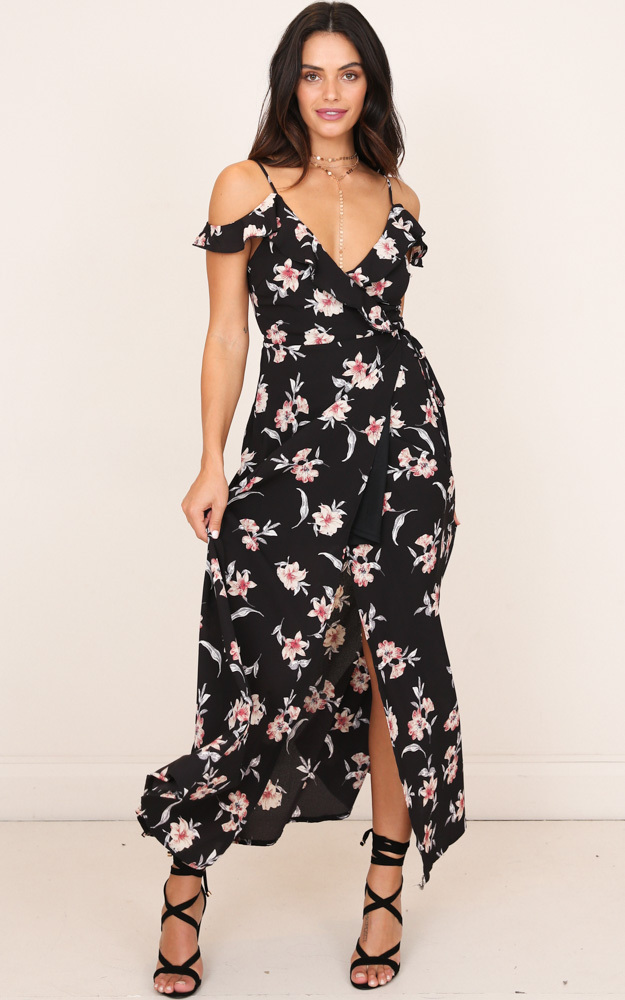 Another Voice Dress in Black Floral - 06, BLK1, hi-res image number null