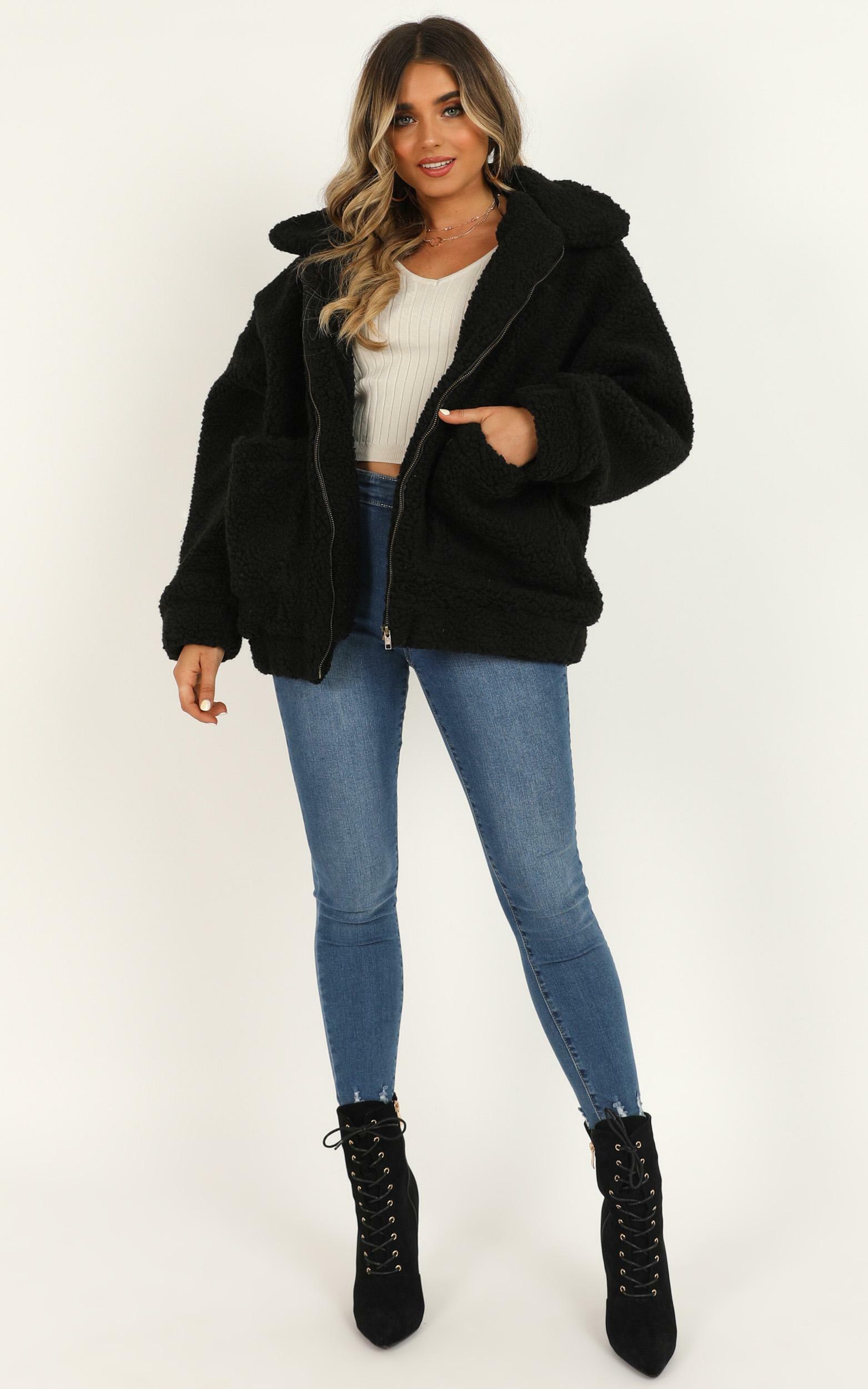 Point Blank Jacket in Black Teddy - OneSize, BLK1, hi-res image number null