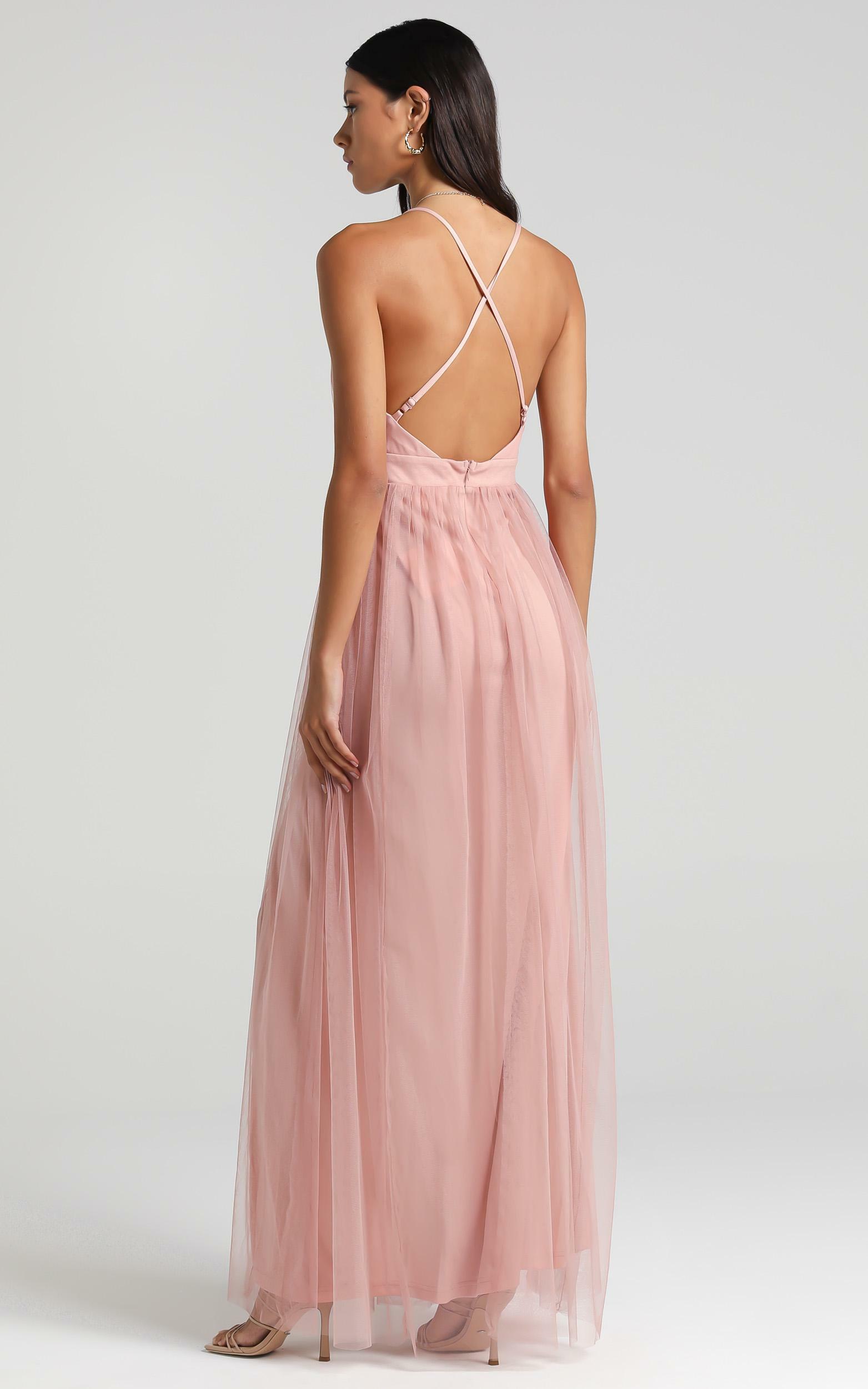 Like A Vision Plunge Maxi Dress in Blush Tulle - 18, PNK2, hi-res image number null