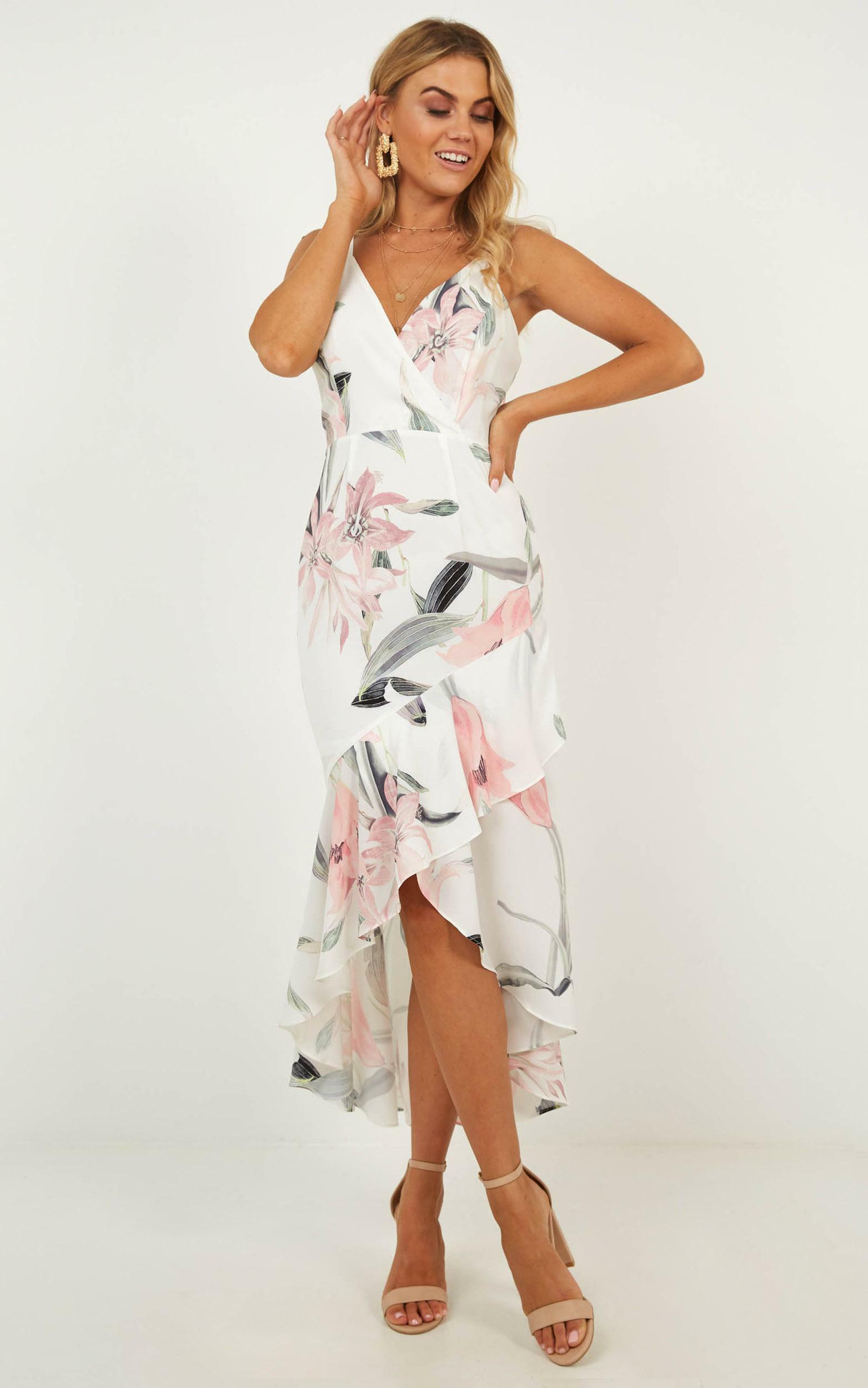 Catch My Stare Dress in white floral - 14 (XL), White, hi-res image number null
