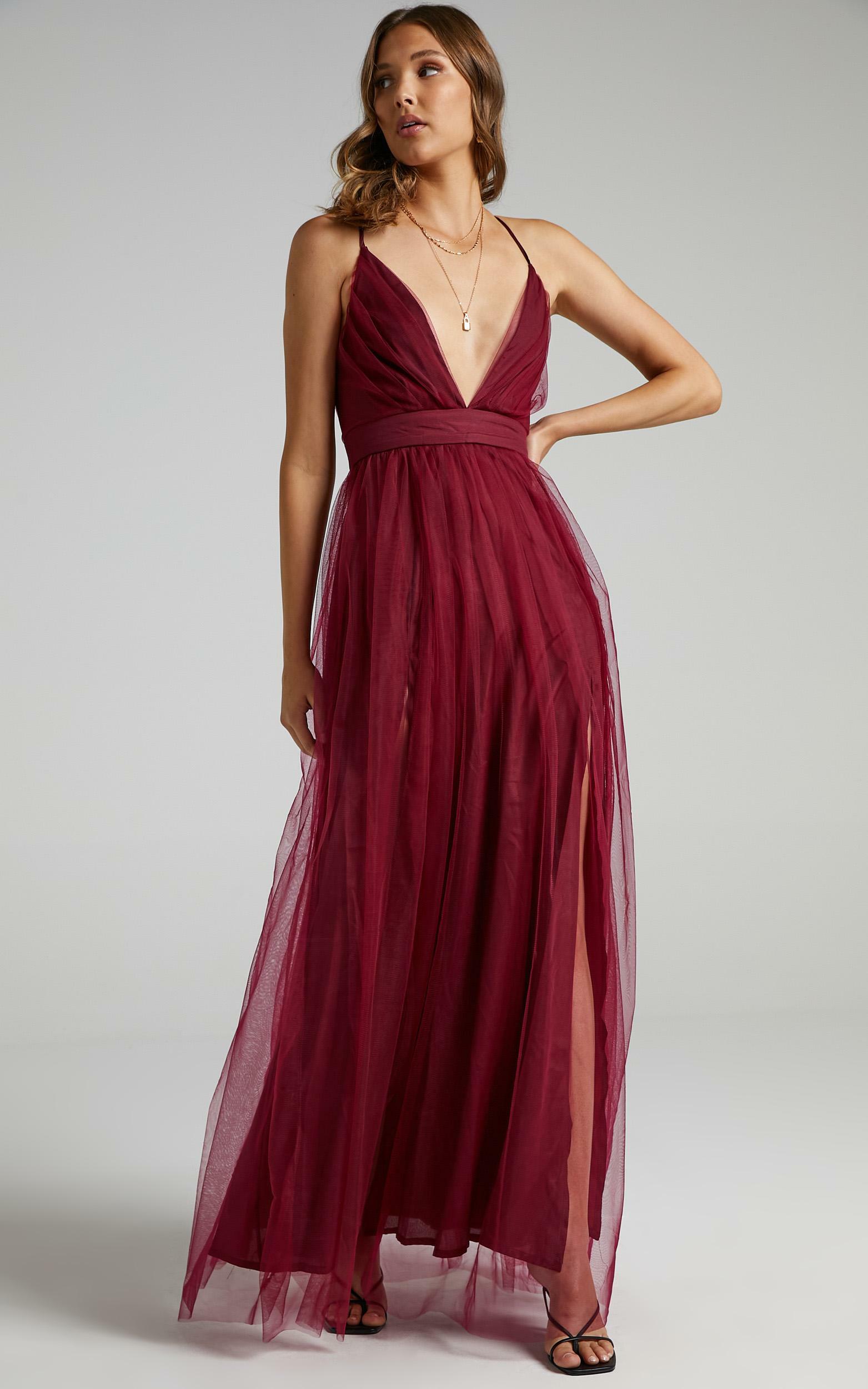 Tell Me Lies Dress in Wine Tulle - 06, WNE5, hi-res image number null