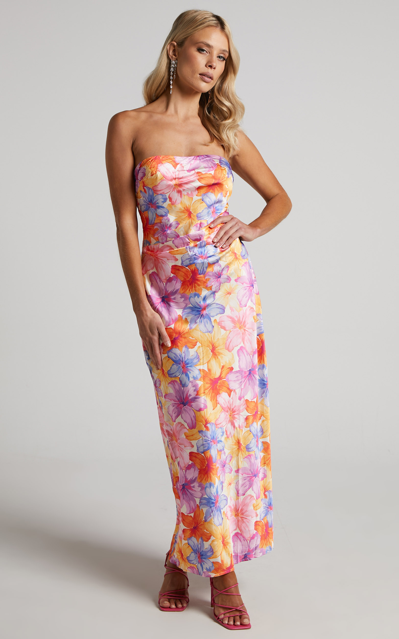 RUNAWAY THE LABEL - Splendour Strapless Dress in Multi Floral - XS, MLT1, hi-res image number null