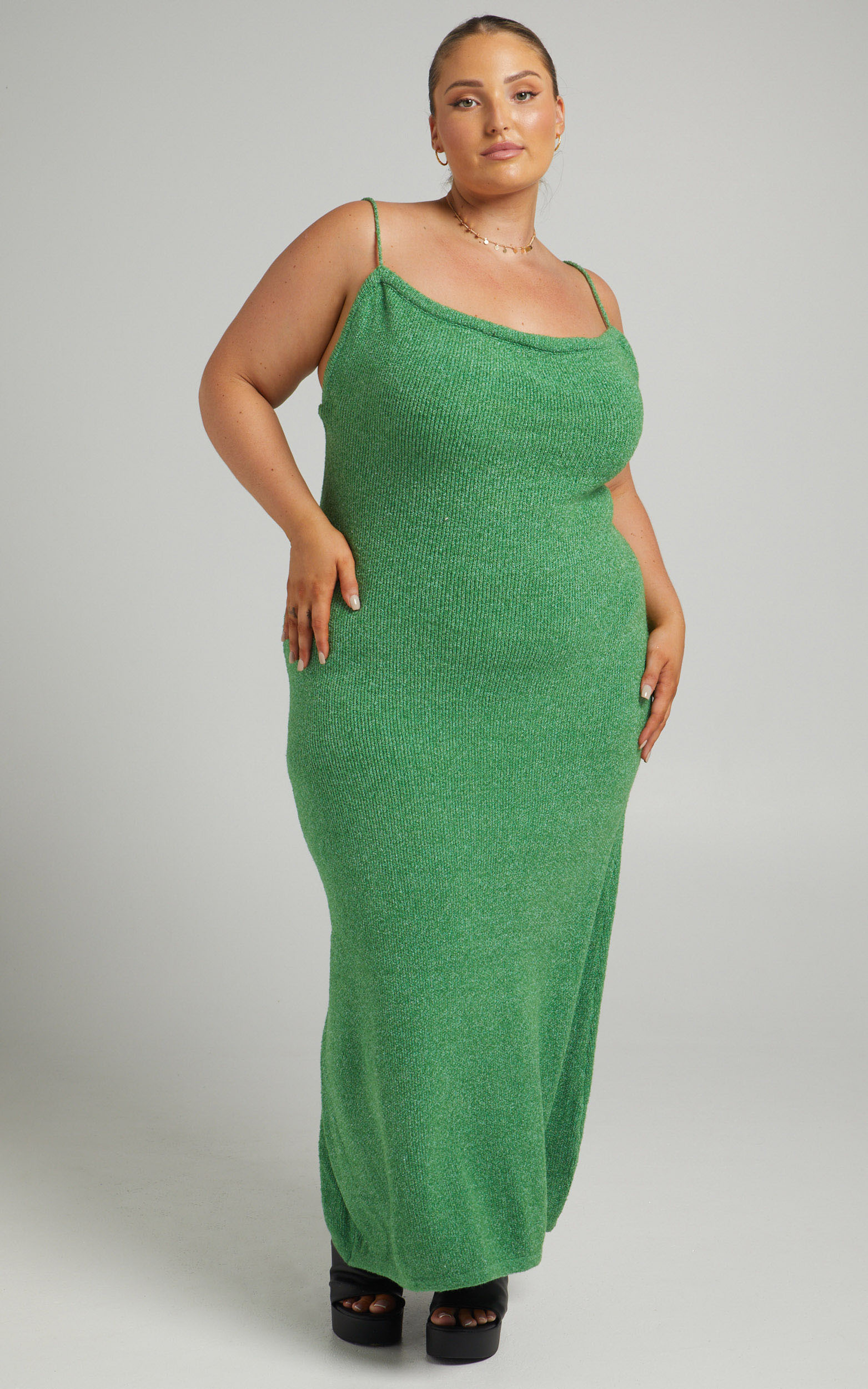 Yurika Knit Open Back Midi Dress in Green - 04, GRN2, hi-res image number null