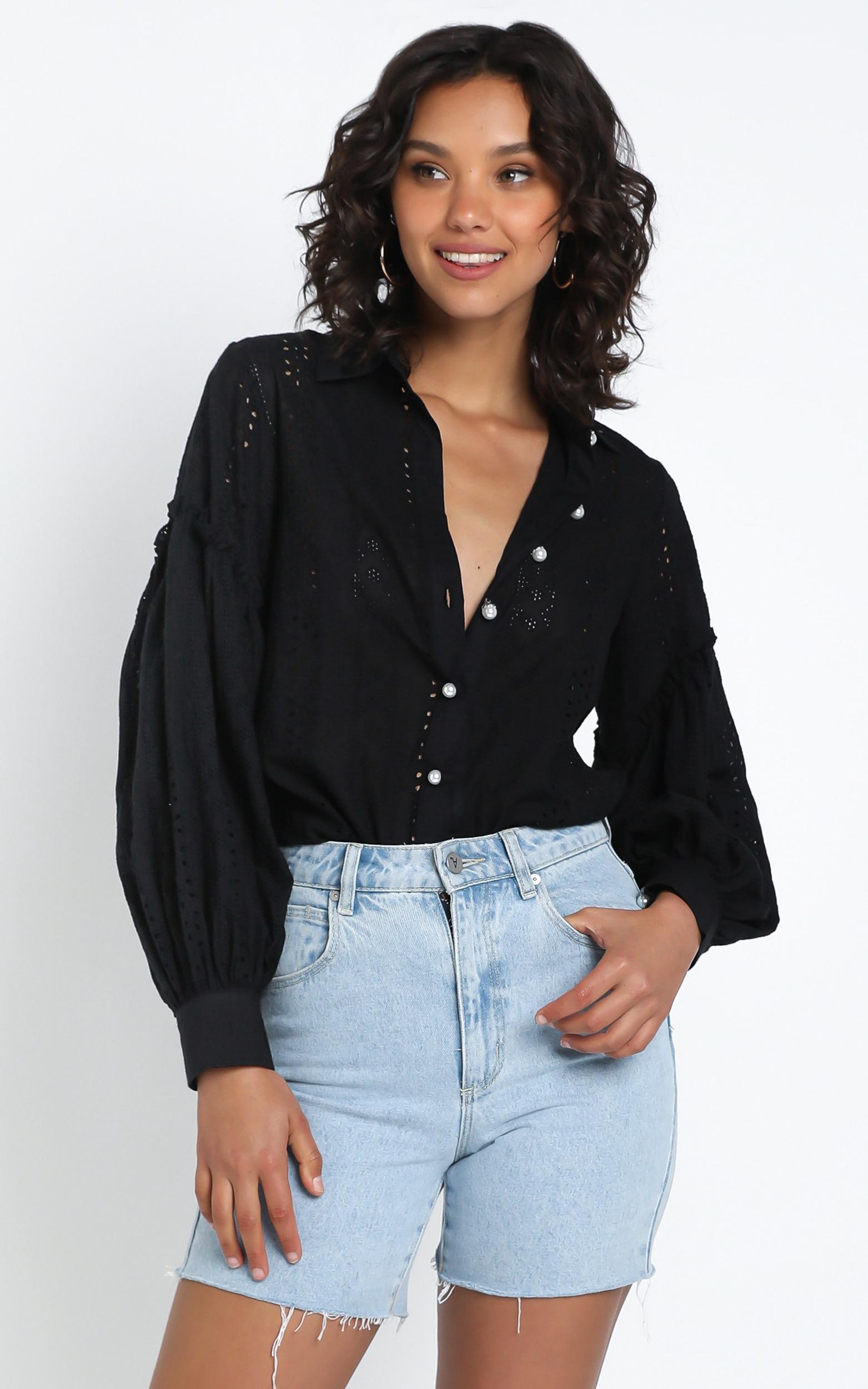 Beautiful Things Embroidery Shirt in Black - 14 (XL), BLK1, hi-res image number null