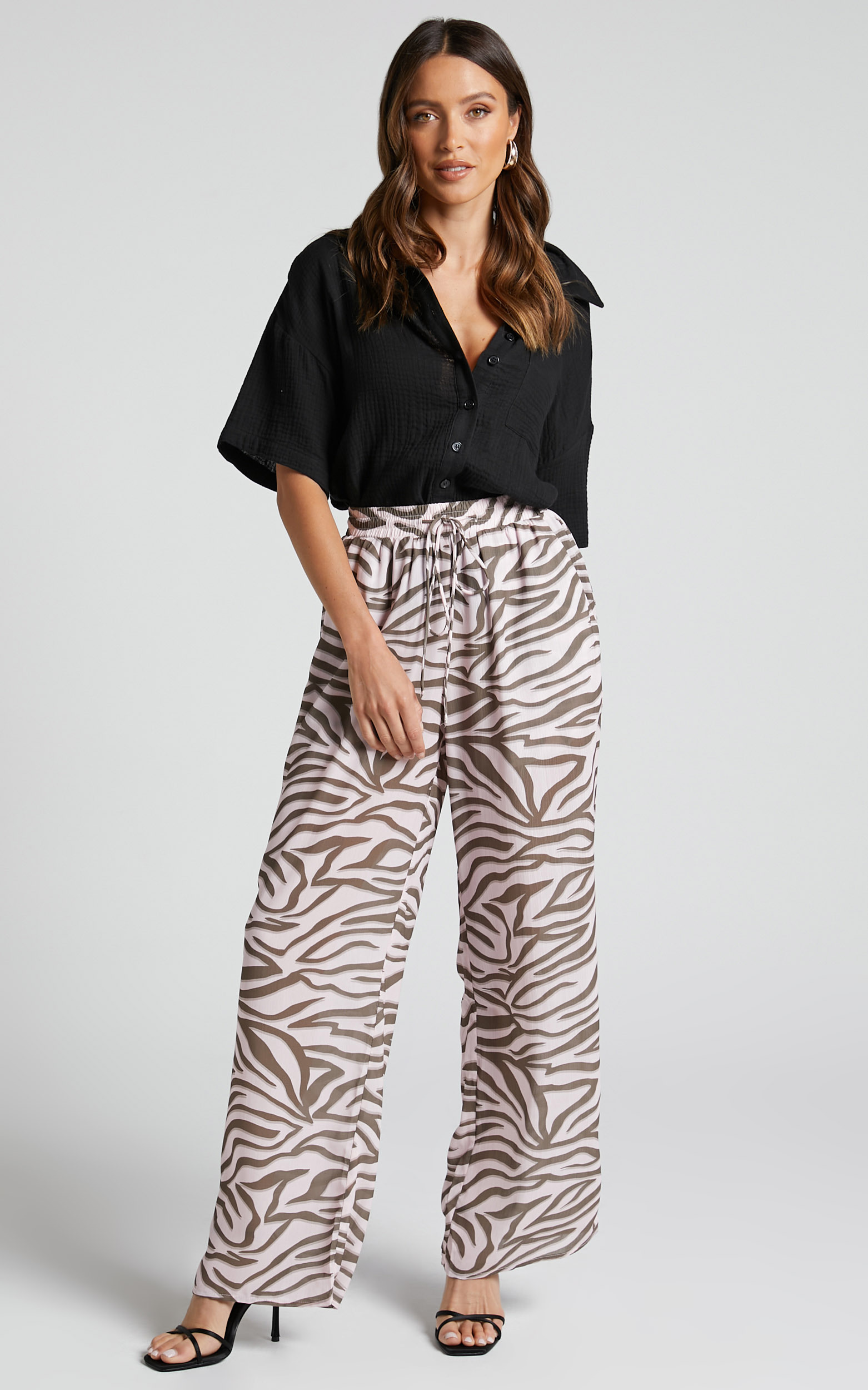 Aegir Pants - Mid Rise Relaxed Straight Leg Pants in Wild Zebra - 08, PNK1, hi-res image number null
