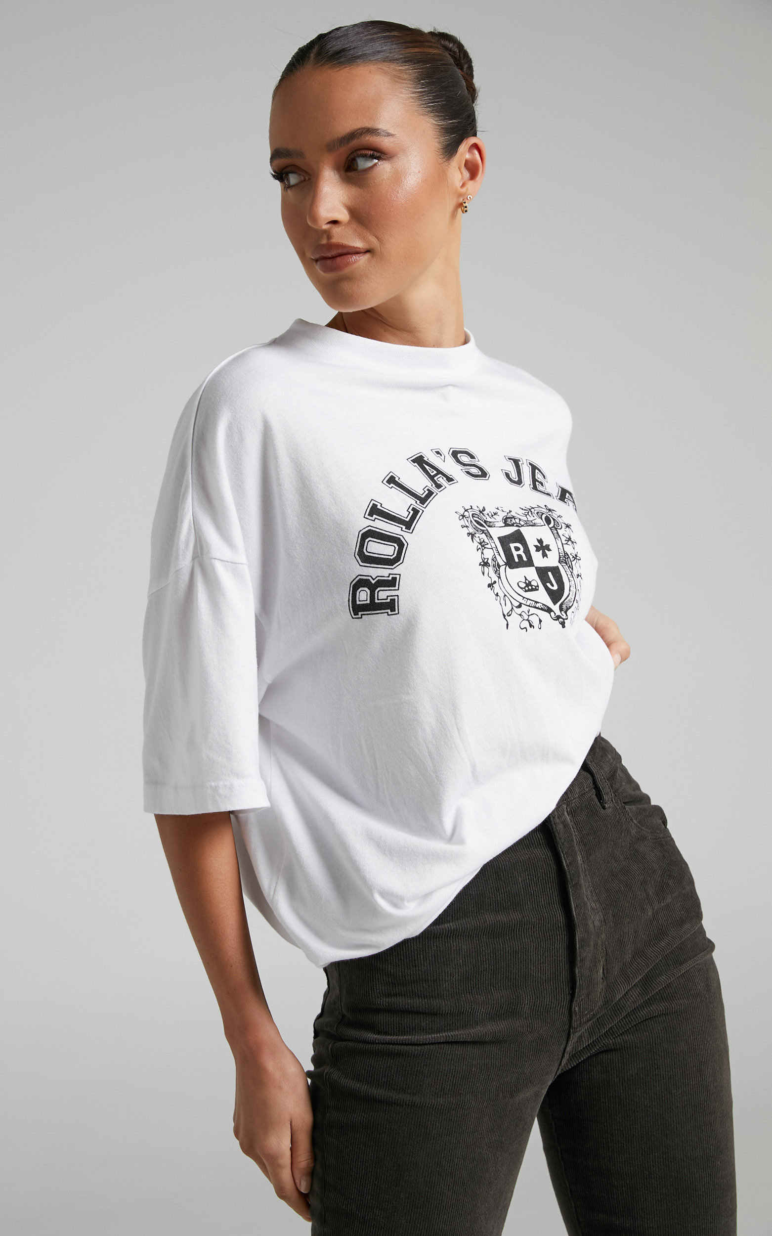 Phoebe Tonkin x Rolla's - GRADUATE SUPER SLOUCH TEE in White - L, WHT1, hi-res image number null