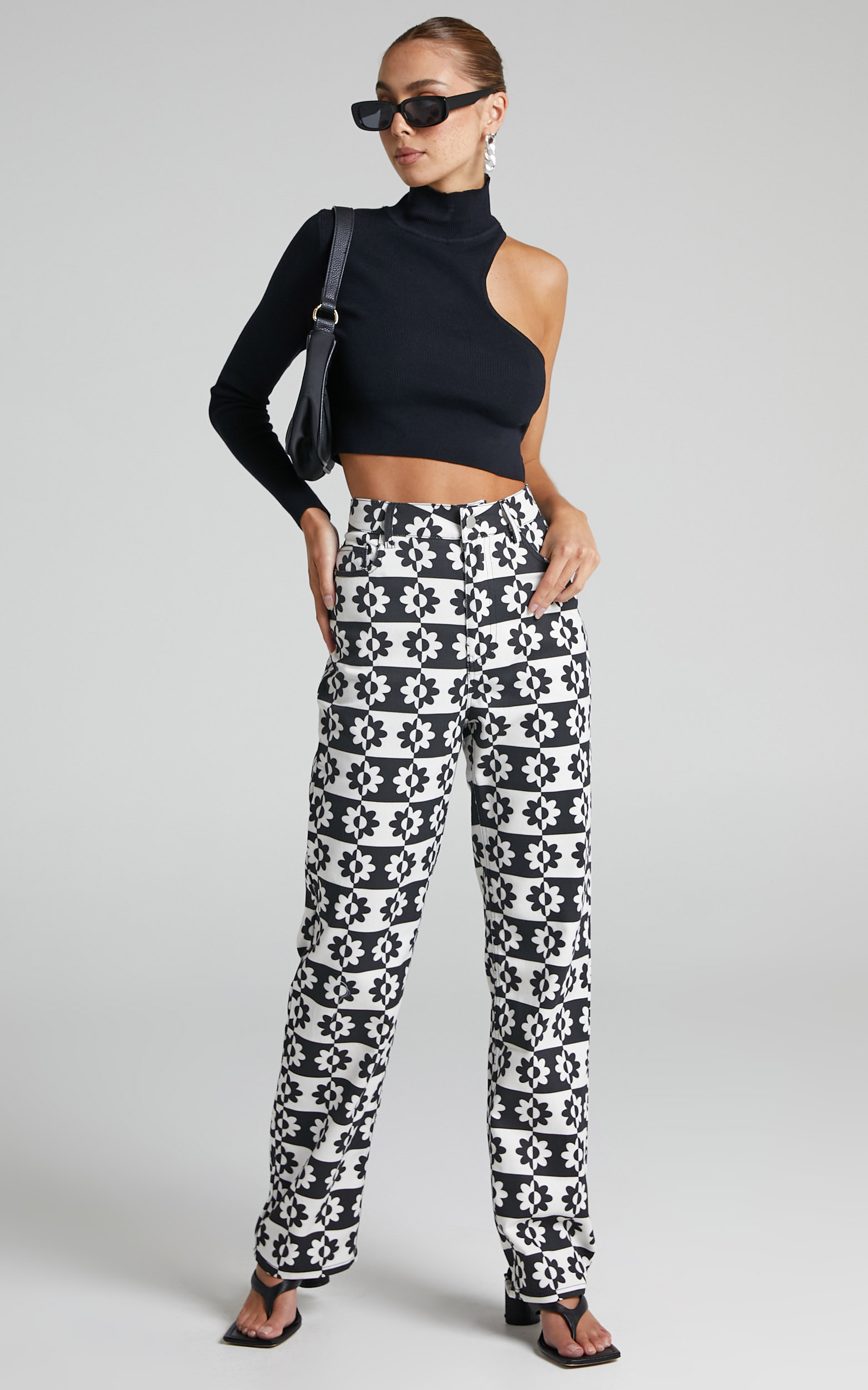 Illusions Printed Pants in Black/White - S, BLK1, hi-res image number null