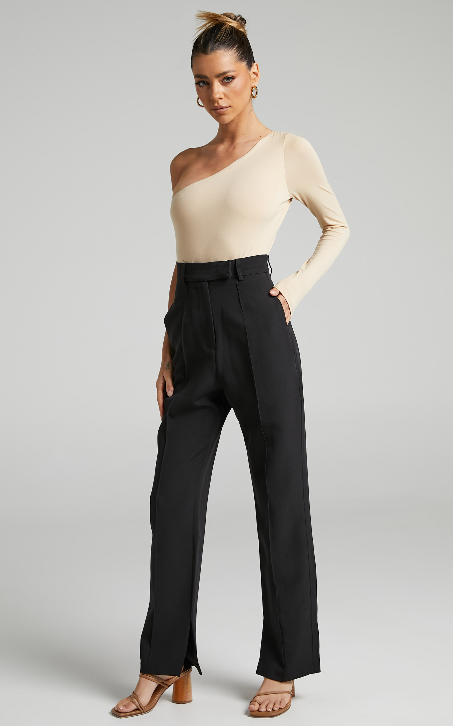 Rogers - High Waisted Pants in Black - 04, BLK1, hi-res image number null