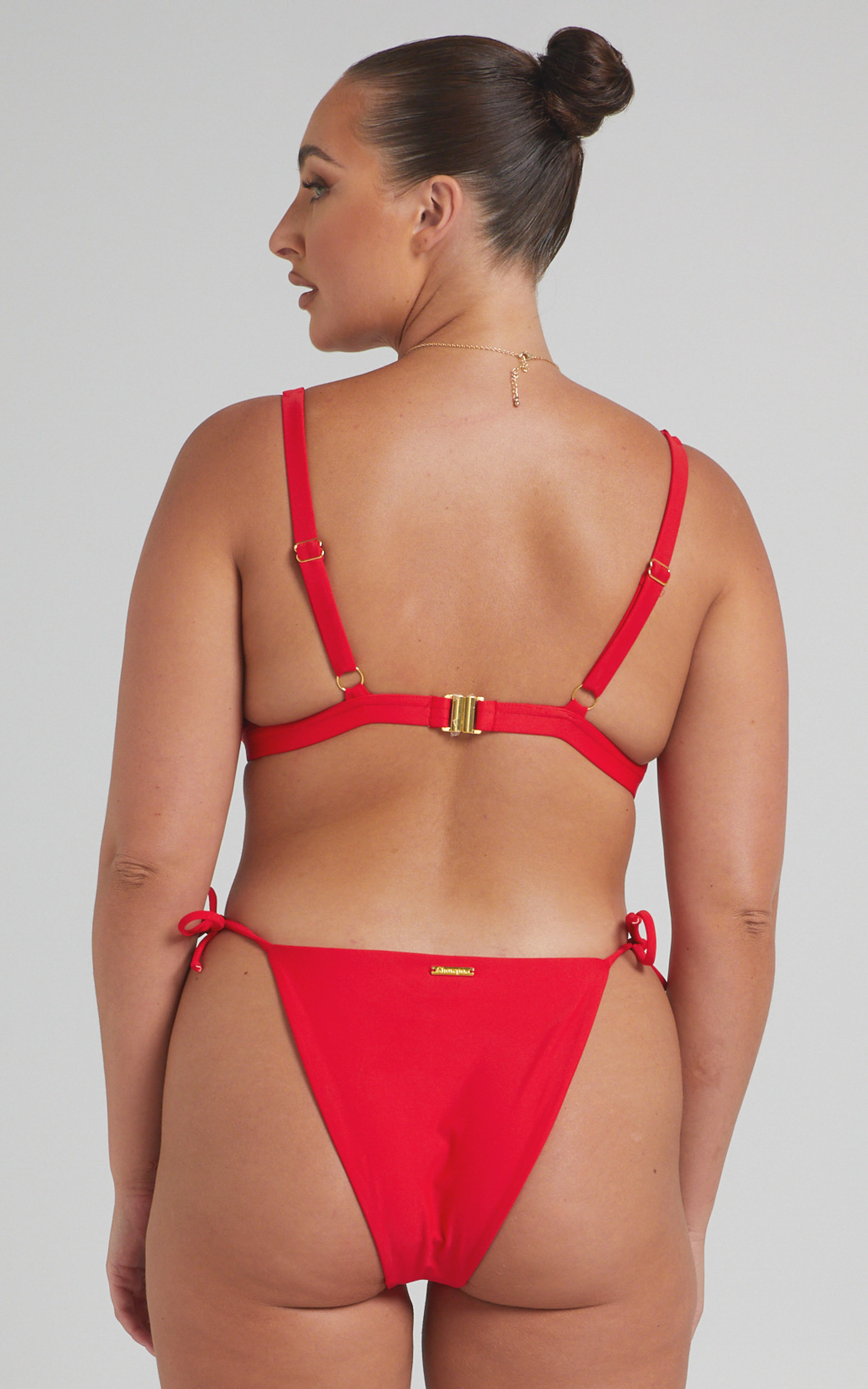 Brenna Recycled Nylon Tie Side Bikini Bottom in Red - 06, RED1, hi-res image number null