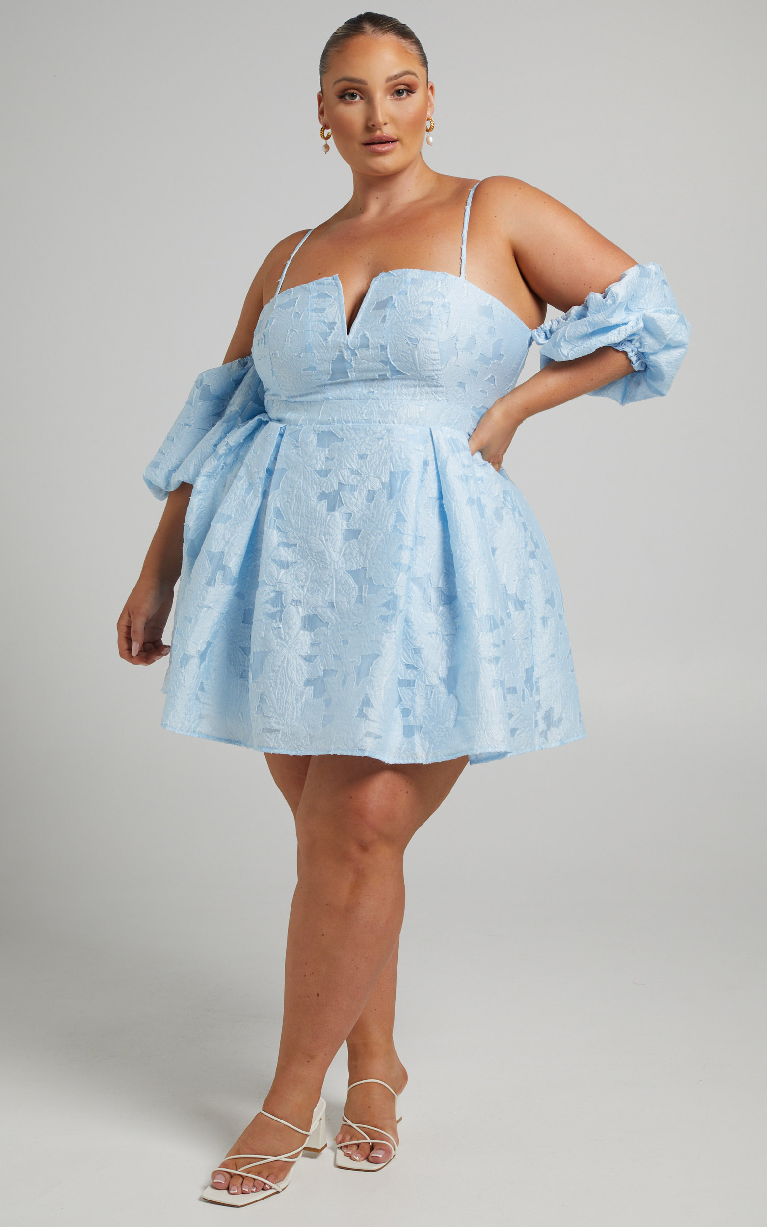 Mayca Off Shoulder Mini Dress in Ice Blue - 06, BLU1, hi-res image number null