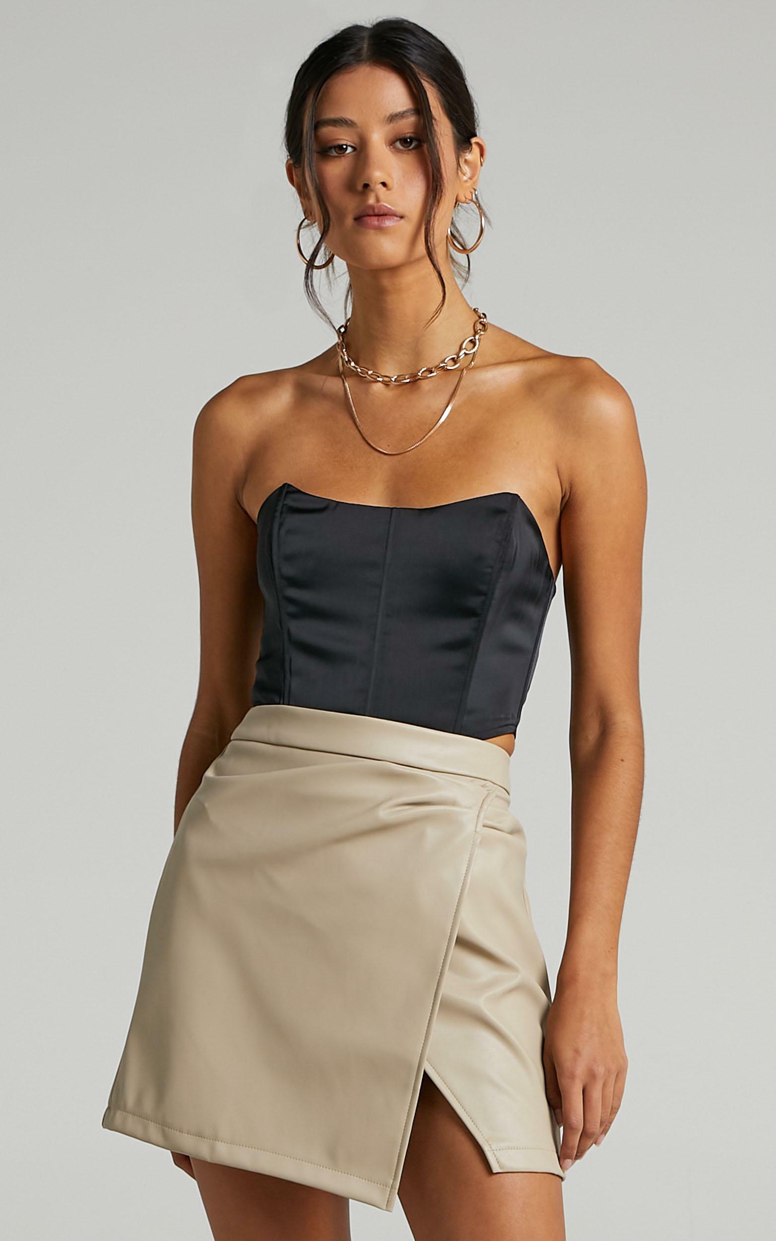 Shani Skirt in Stone Leatherette - 06, CRE2, hi-res image number null