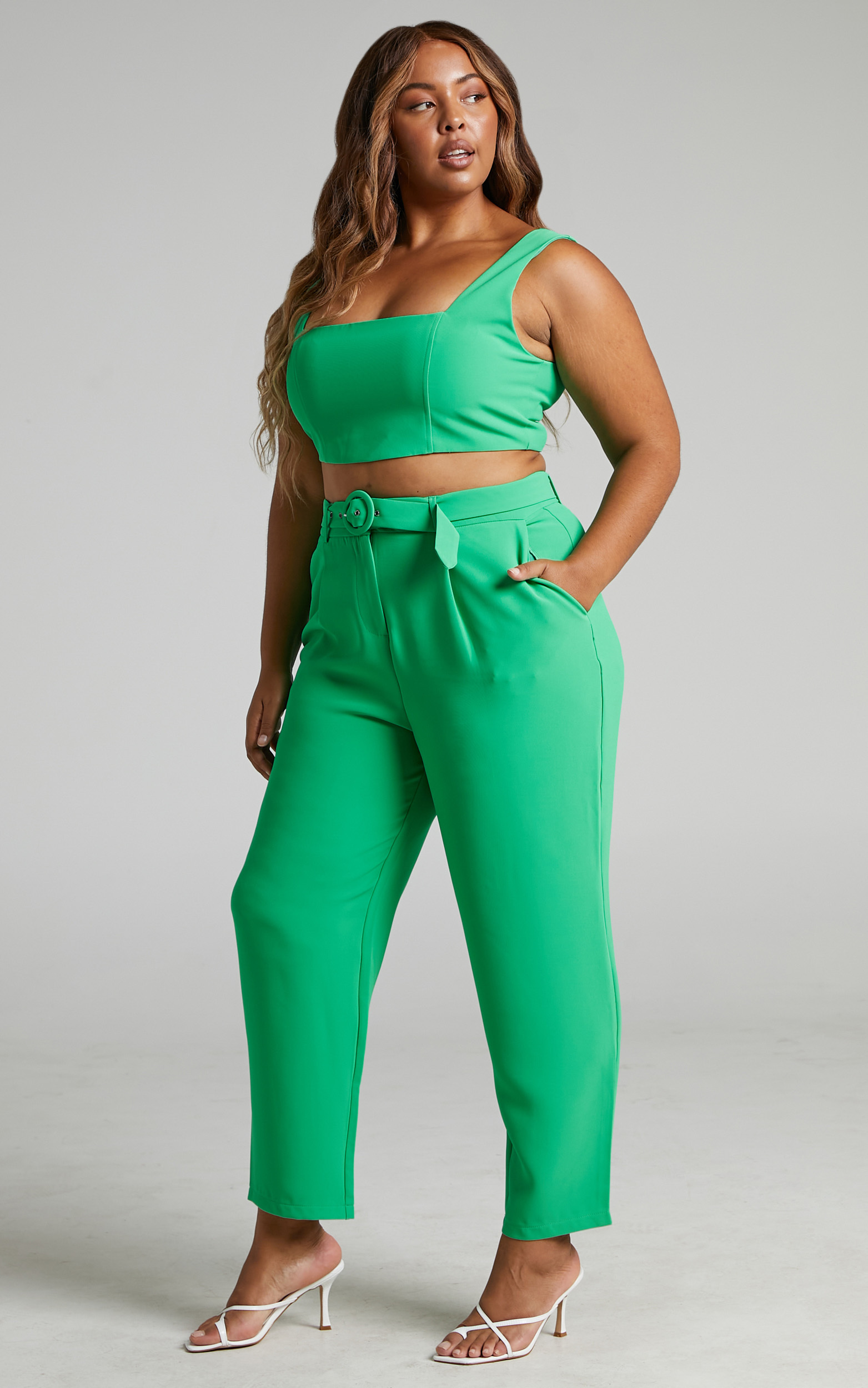 damp Trække ud døråbning Reyna Two Piece Set - Crop Top and Tailored Pants in Green | Showpo USA