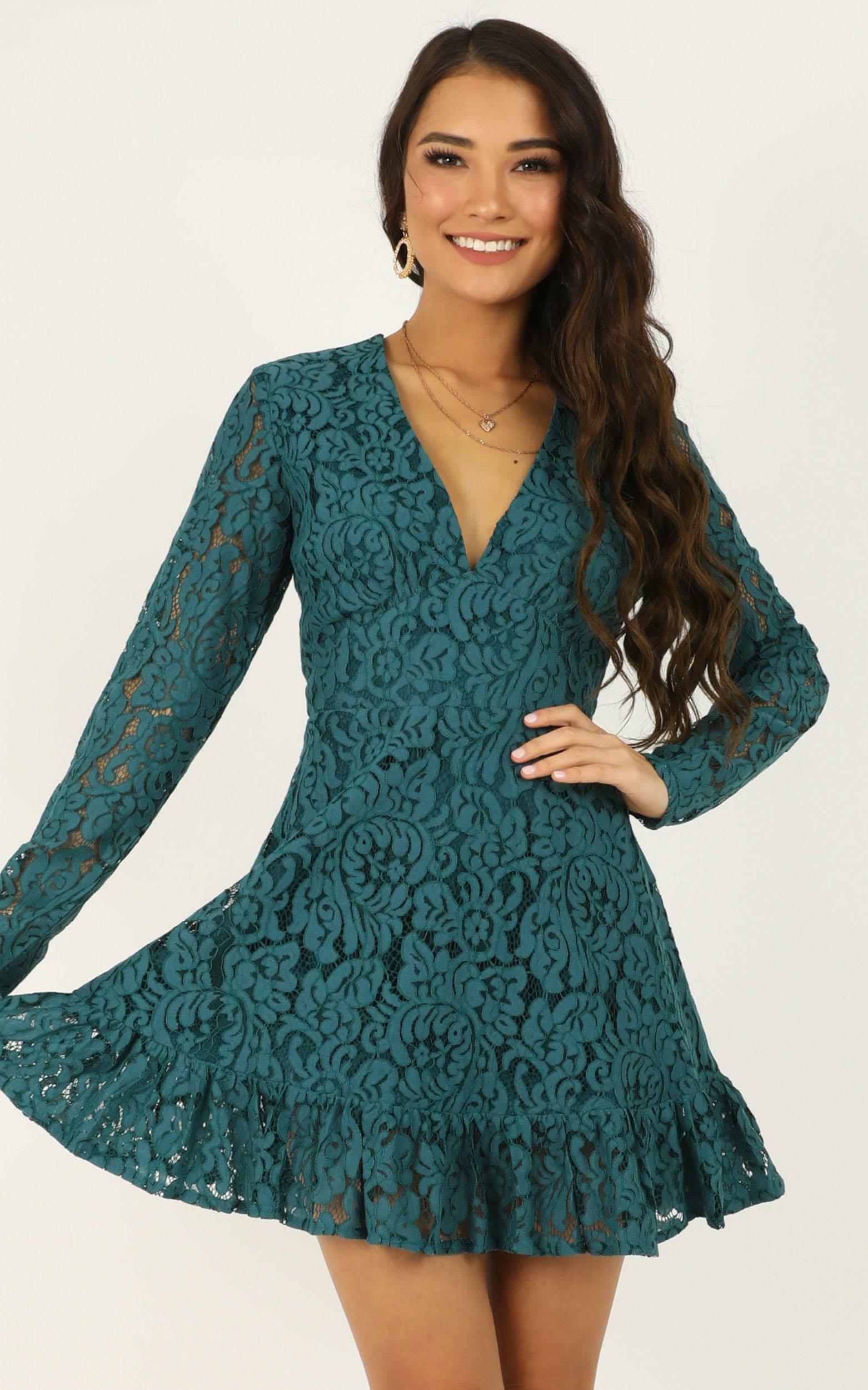 teal lace dress