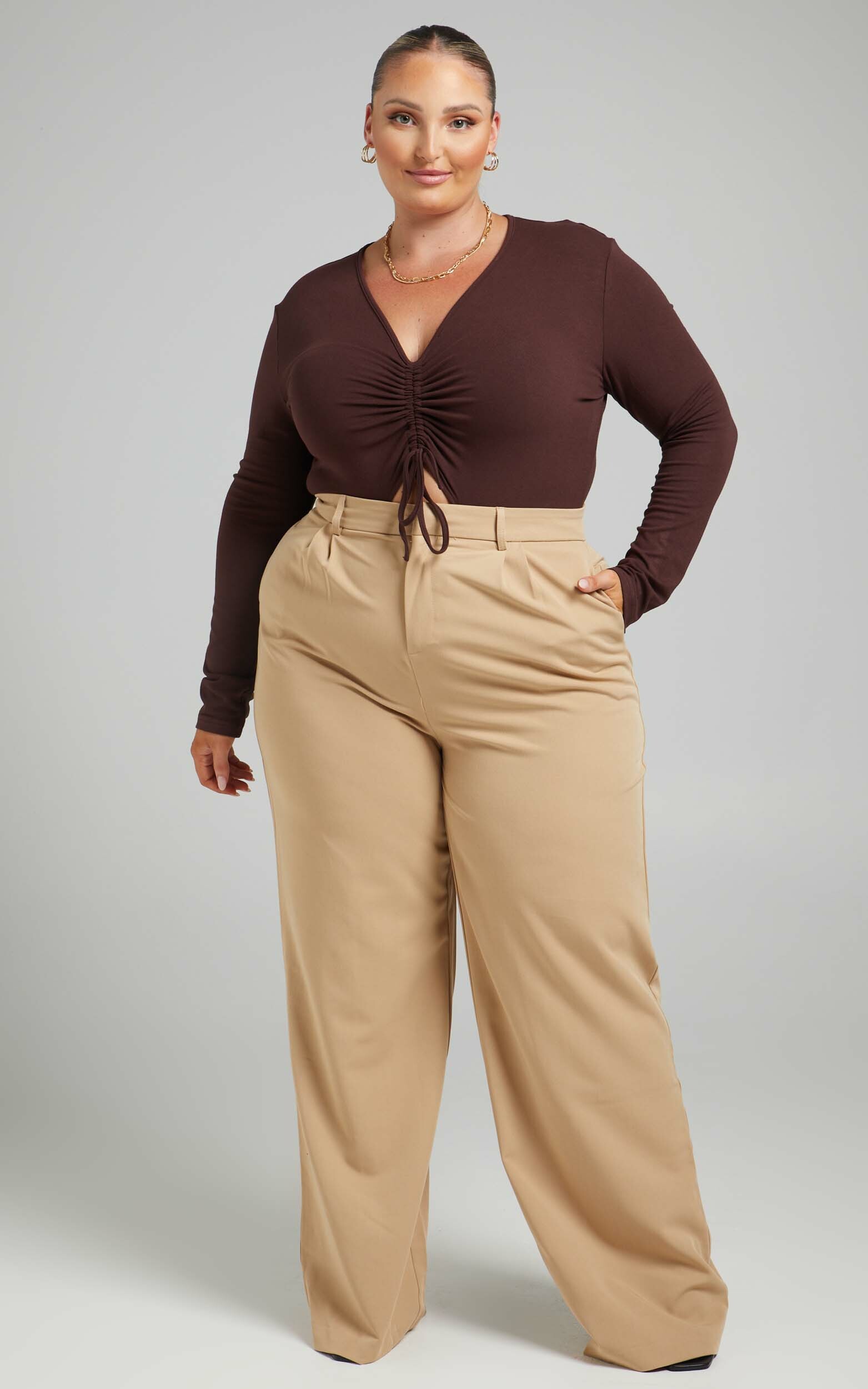 Lorcan High Waisted Tailored Pants in Camel - 04, BRN1, hi-res image number null