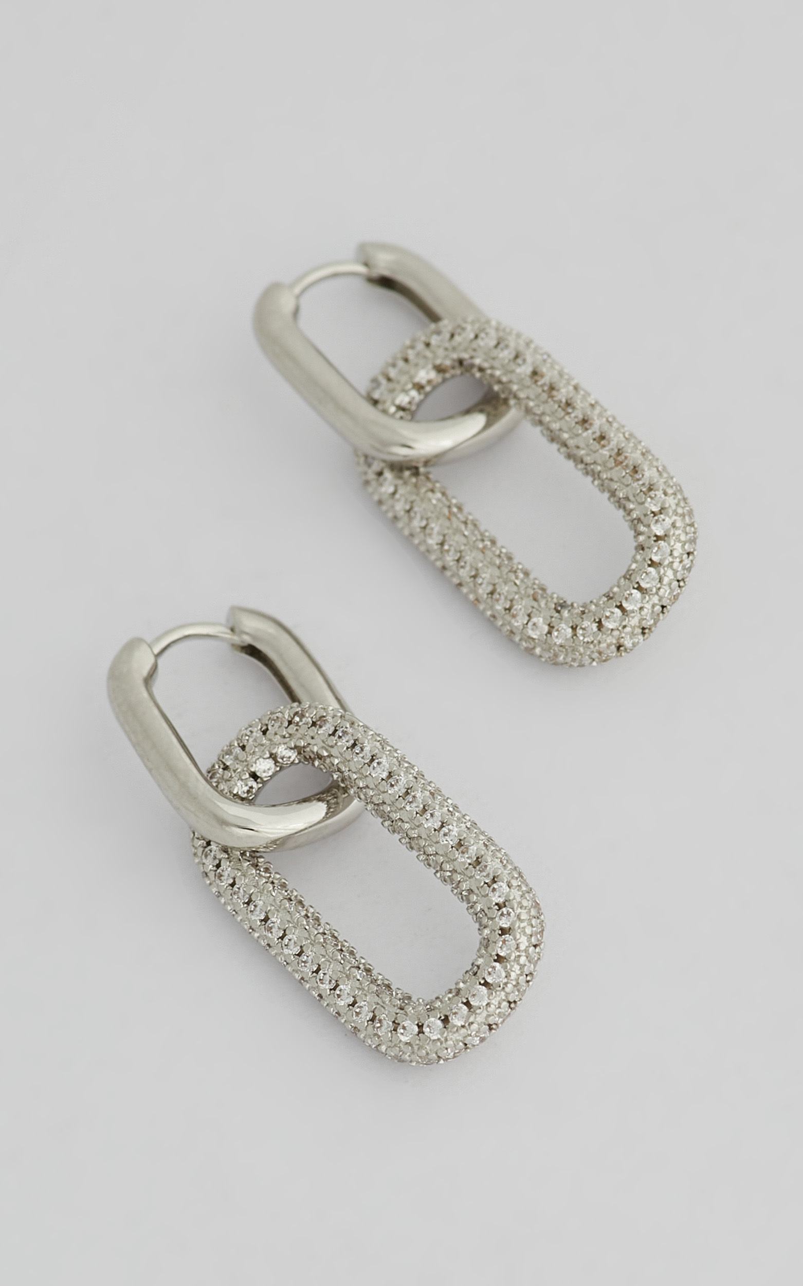 Luv AJ - Pave Simone Loop Hoops in Silver - NoSize, SLV2, hi-res image number null