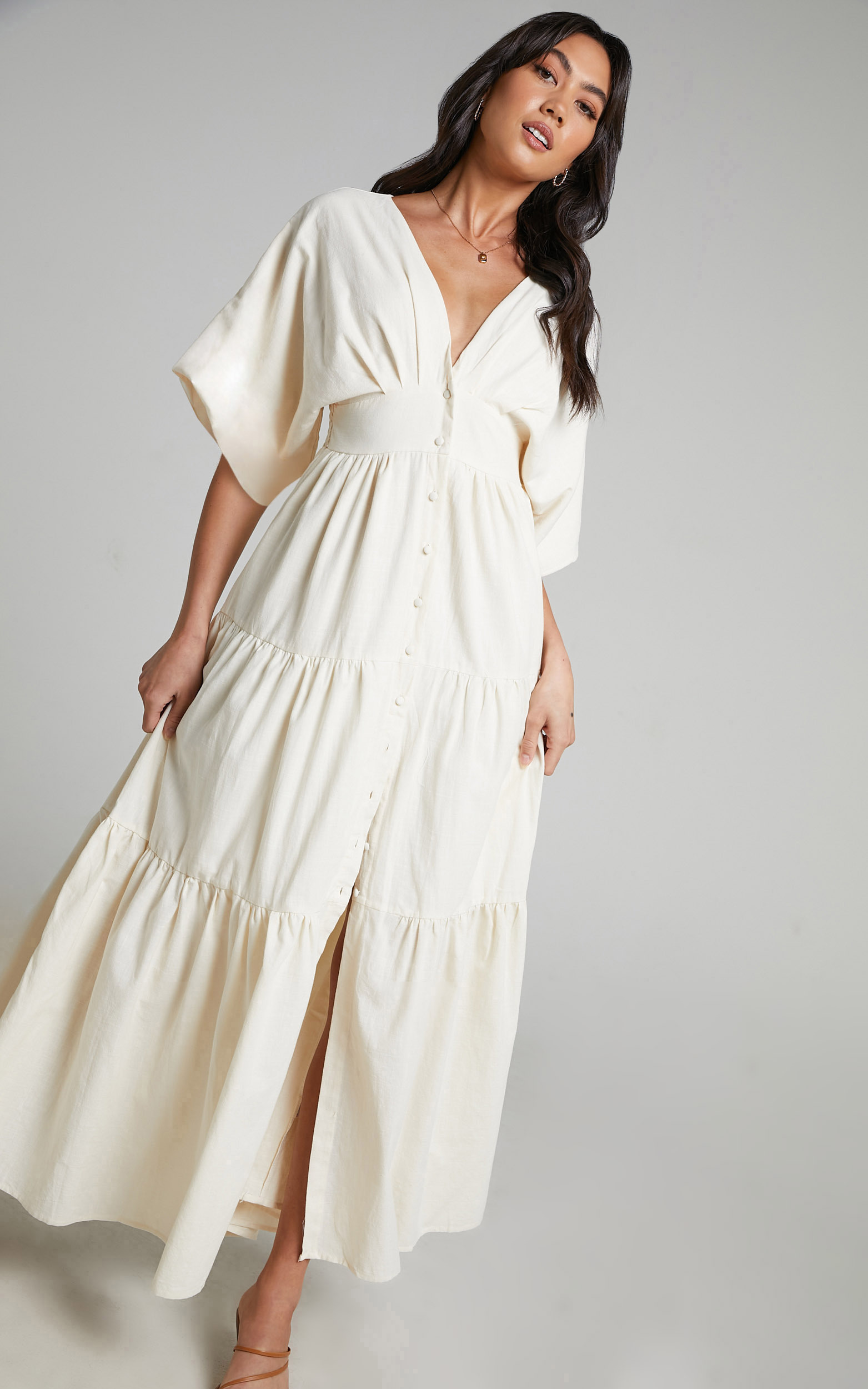 Louvain Tiered Maxi Dress in White - 06, WHT2, hi-res image number null