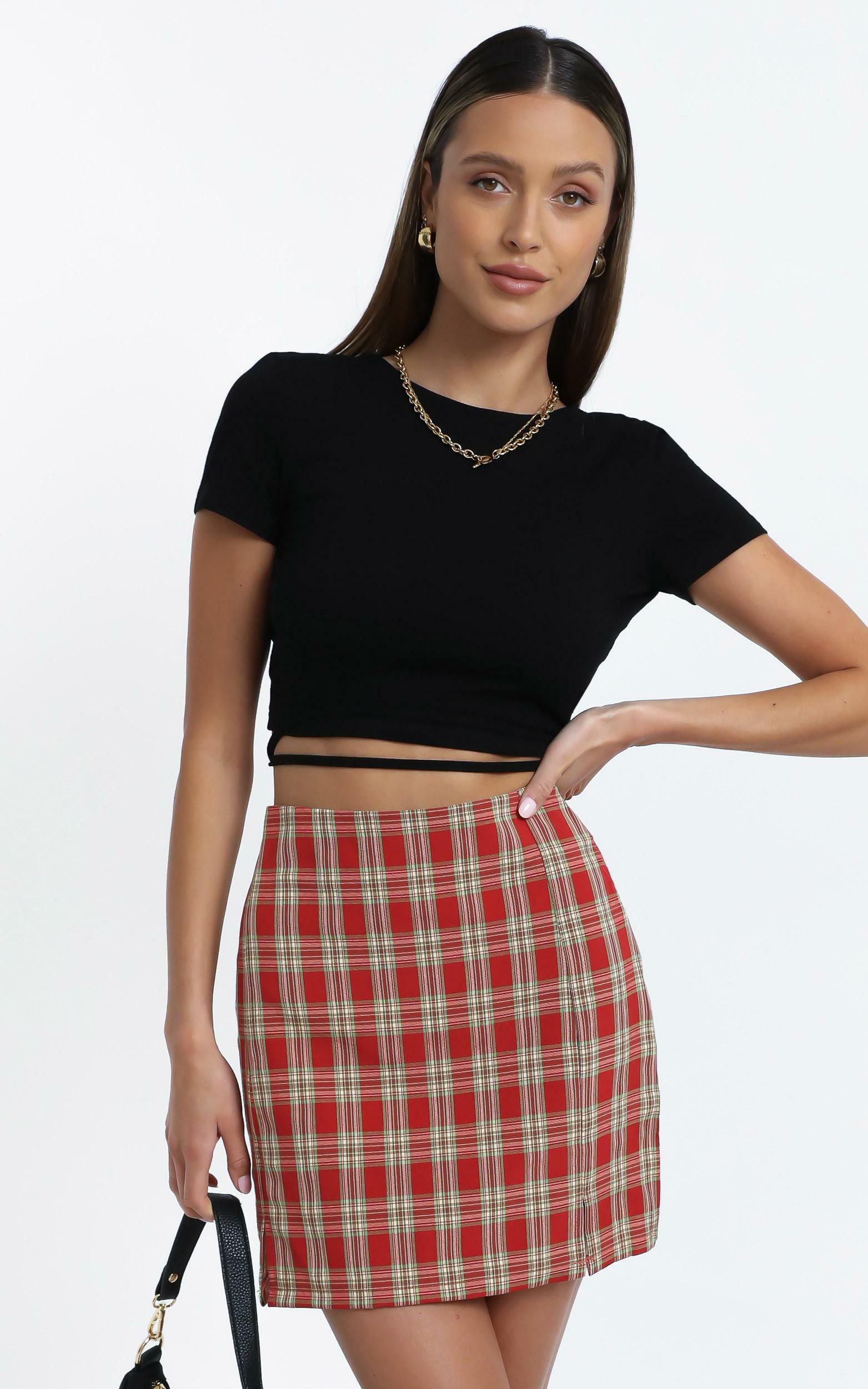 Jana Skirt in Red Check - 12 (L), Red, hi-res image number null