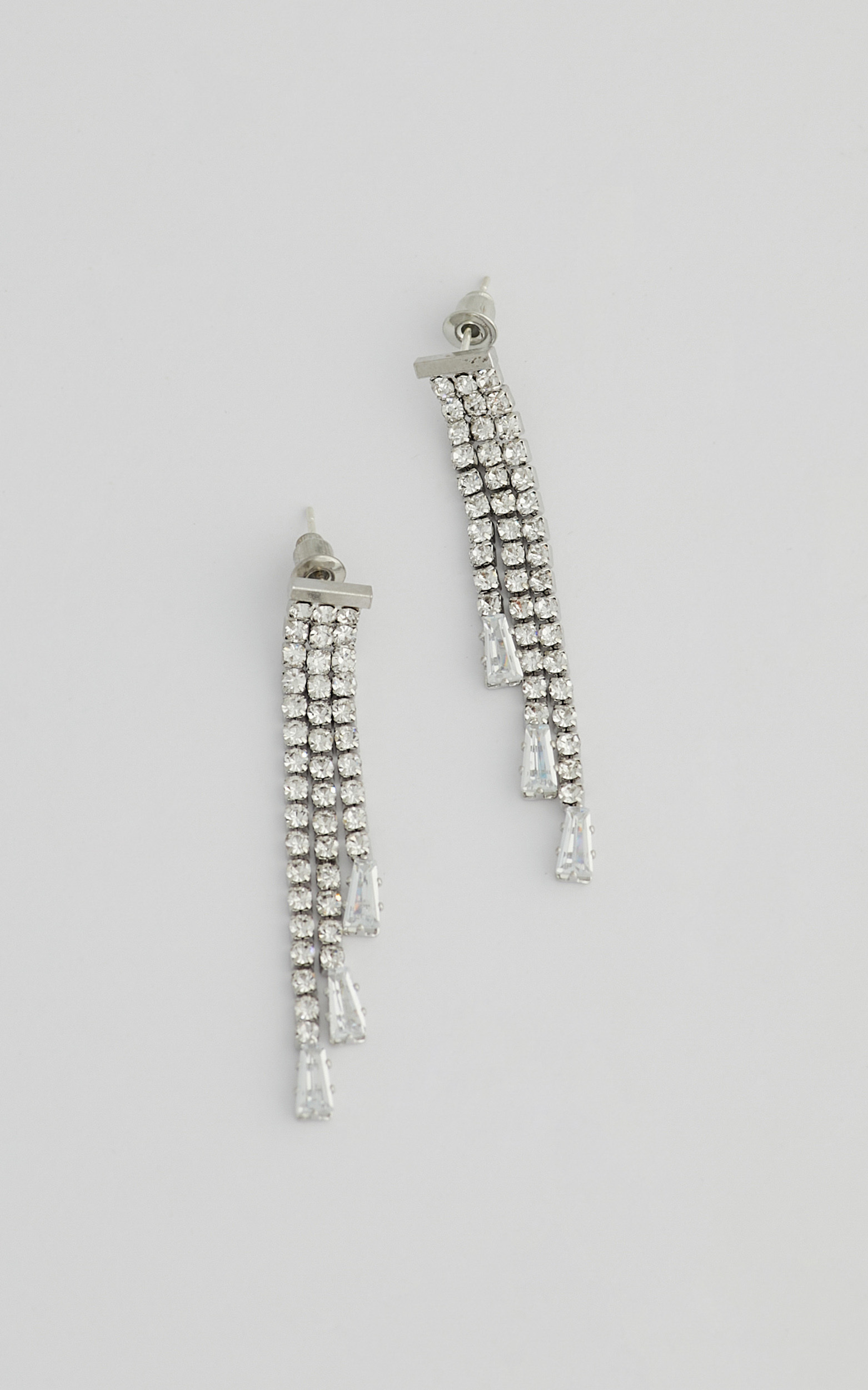 Embeth Drop Earrings in Silver Diamante - NoSize, SLV1, hi-res image number null