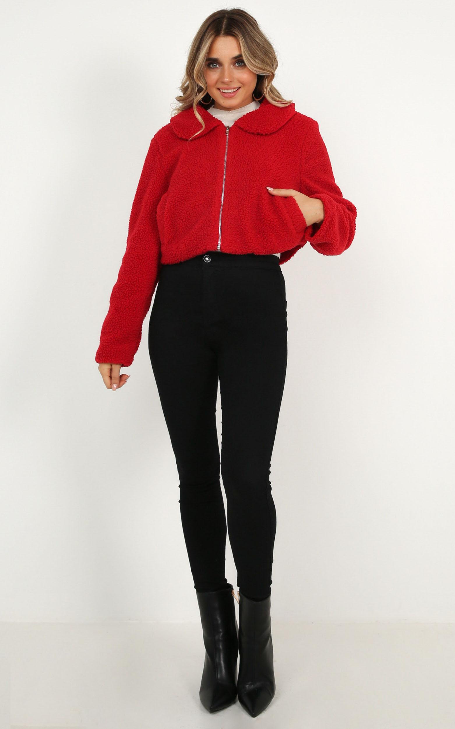 Forever Cuddling Jacket In Red Teddy - 16 (XXL), Red, hi-res image number null