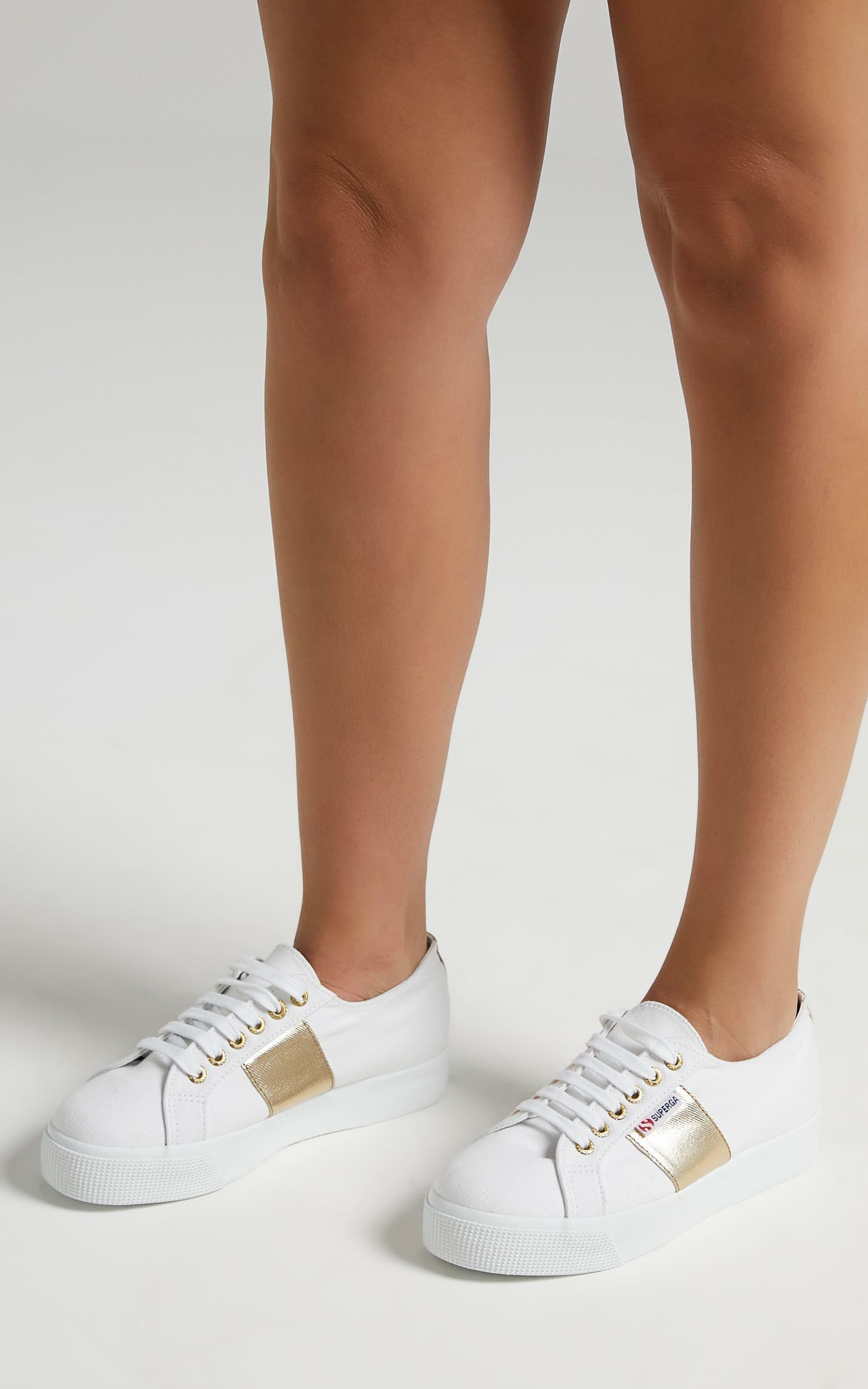 Superga - 2730 COTCOTMETW Platform Sneaker in white - gold - 05, WHT1, hi-res image number null
