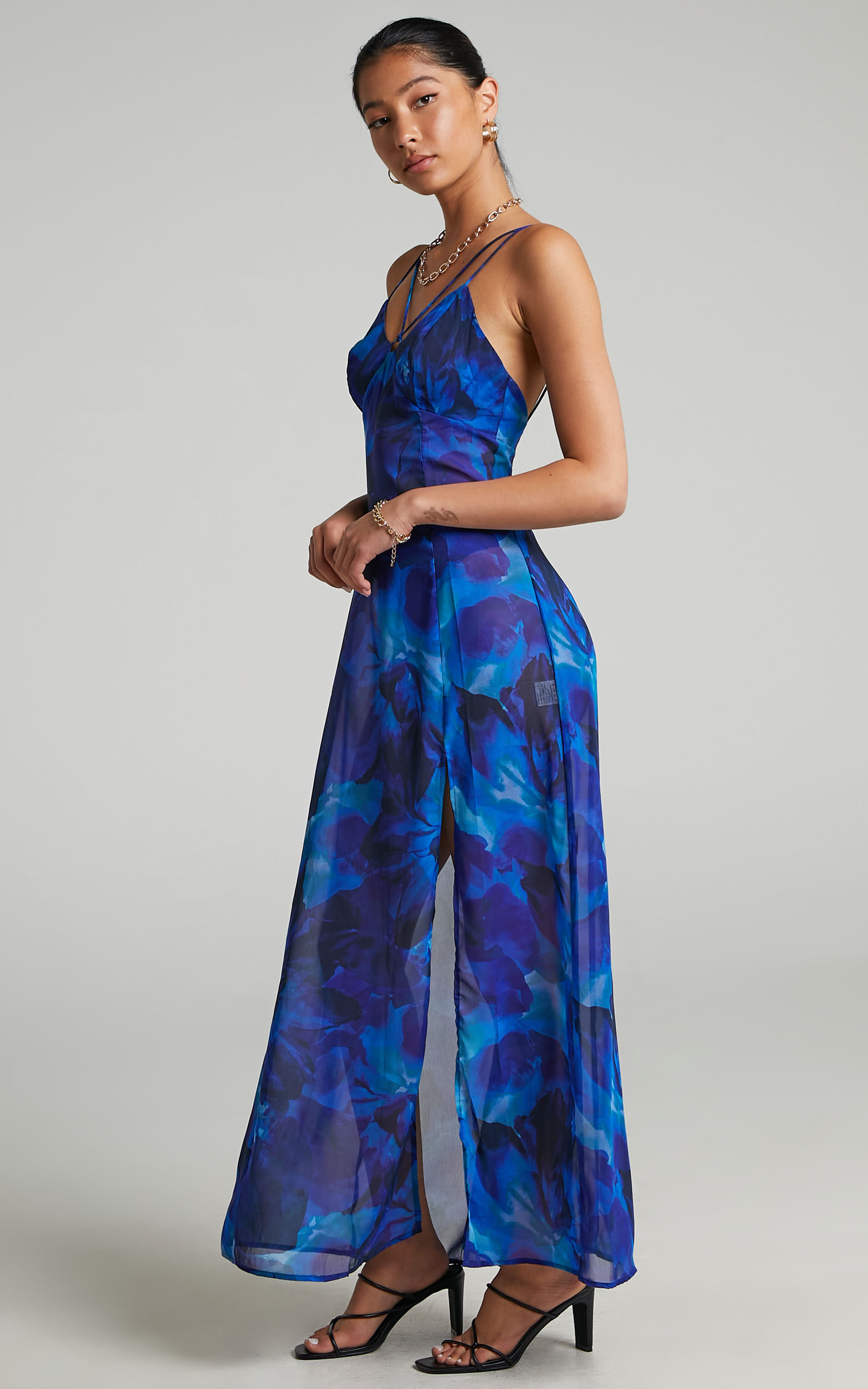 RUNAWAY THE LABEL - CALISTA MAXI DRESS in Blue - XS, BLU1, hi-res image number null