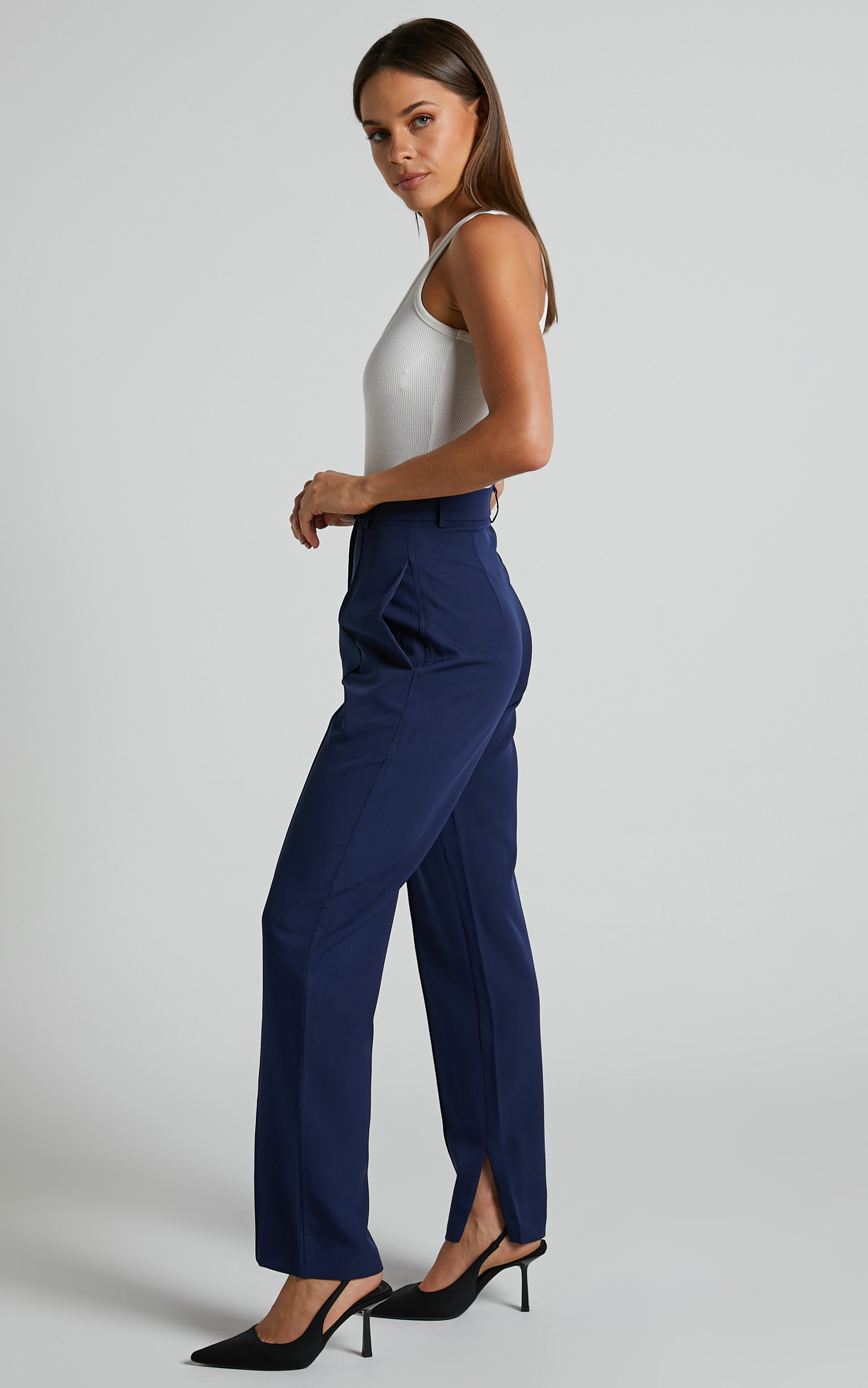 Rogers - High Waisted Pants in Navy | Showpo USA