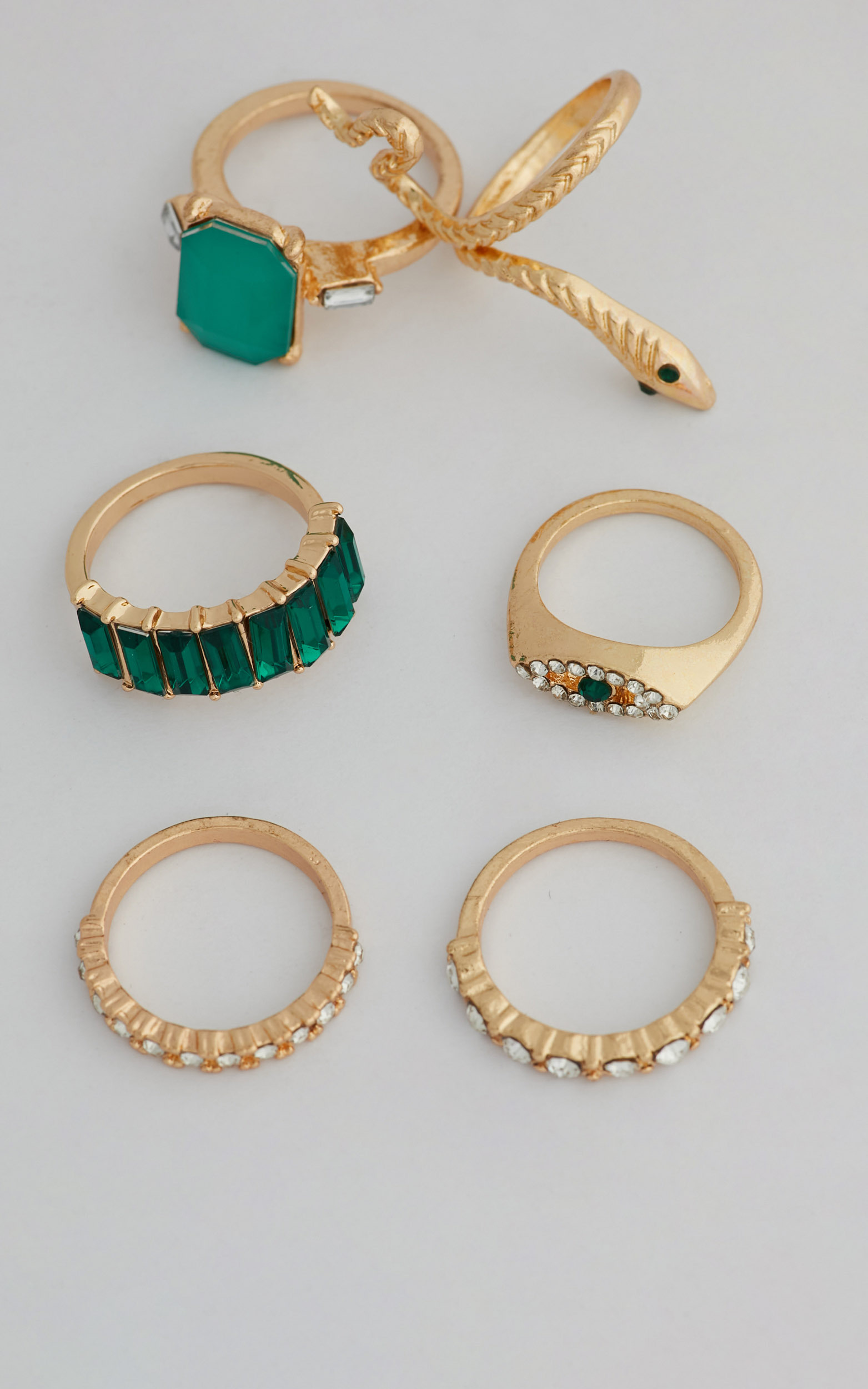 Livia rings - pack of 6 in Green/Gold - NoSize, GRN1, hi-res image number null