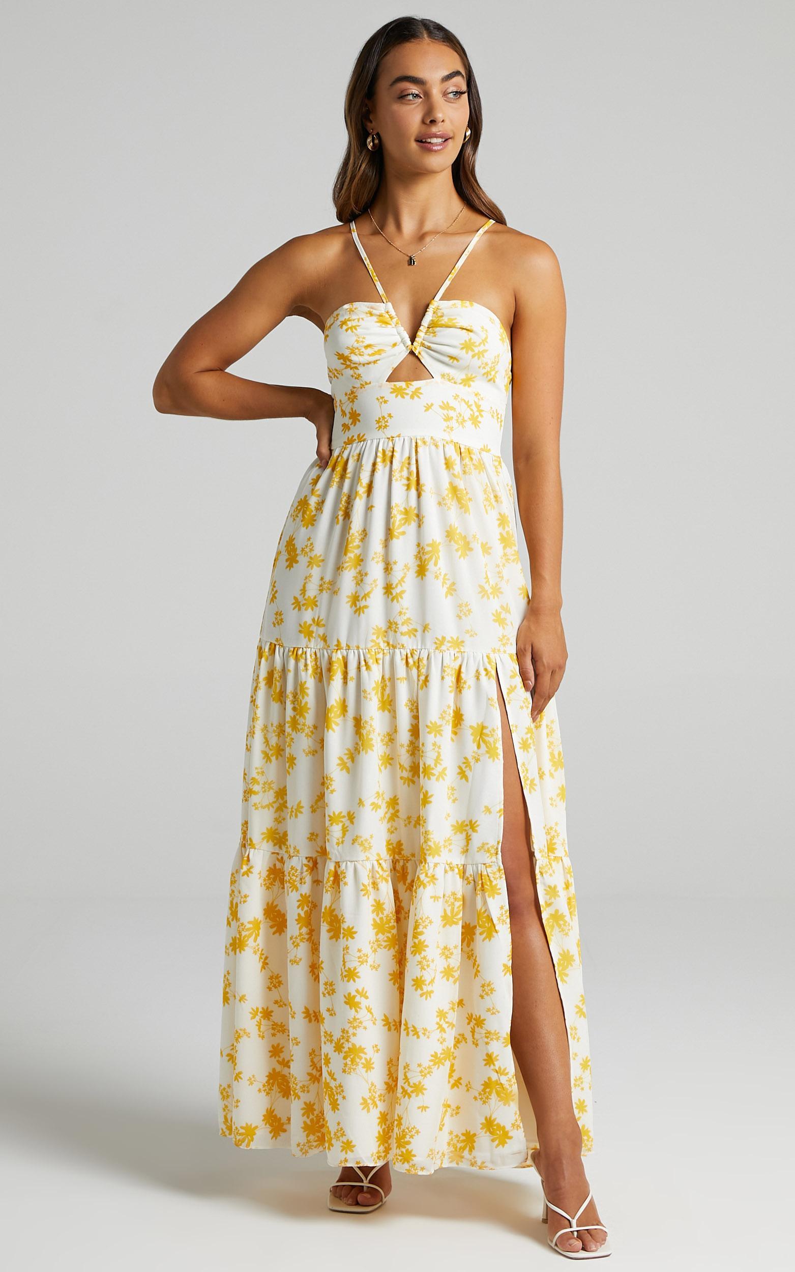 Kahrissa Strappy Maxi Dress in Yellow Floral - 06, YEL1, hi-res image number null