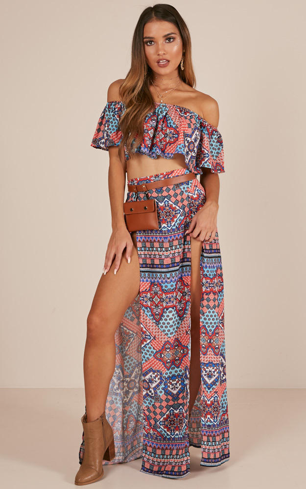 Sound Of Sunset Two Piece Set in Multi Print - 4 (XXS), Red, hi-res image number null
