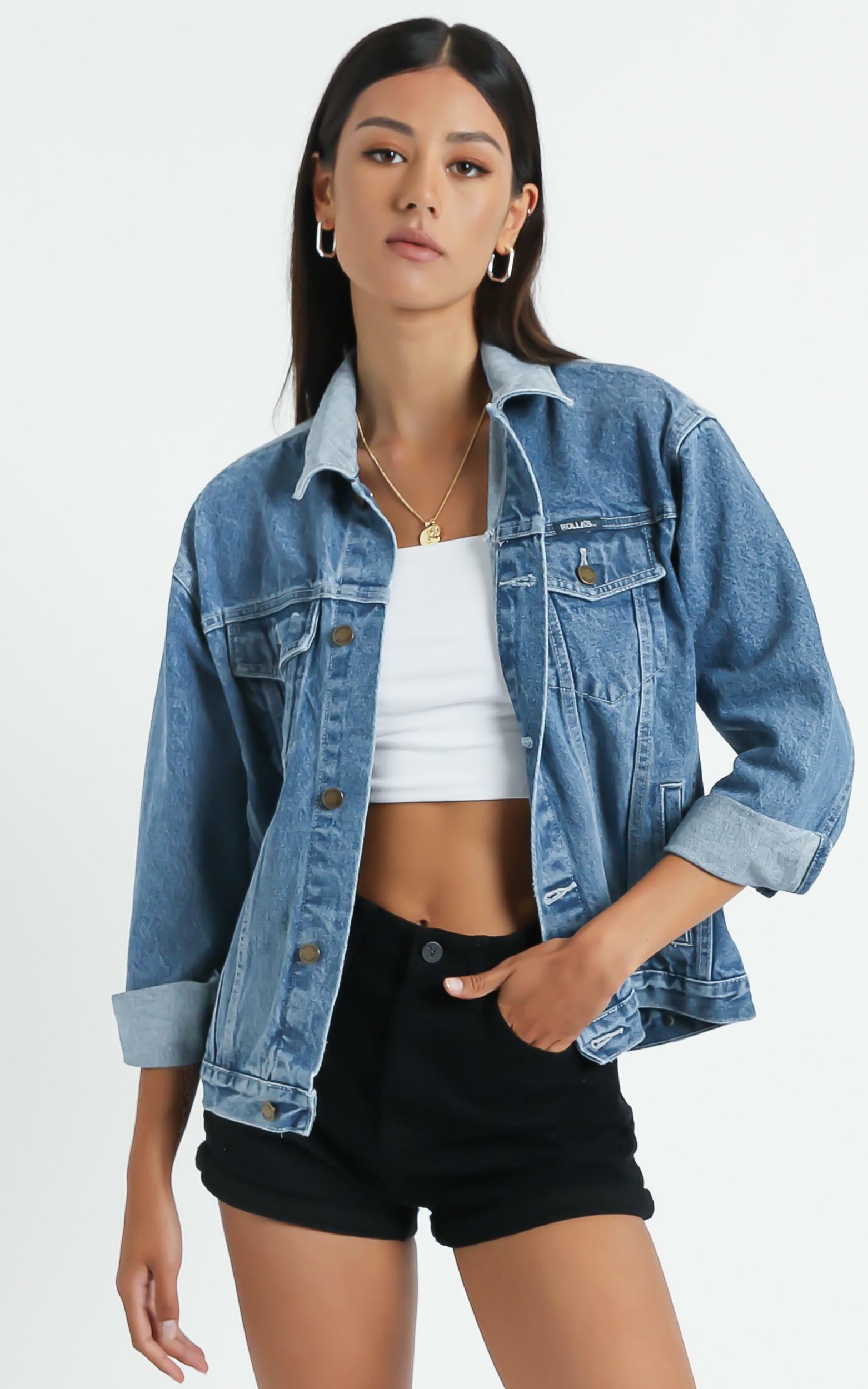 Rollas - Slouch Denim Jacket in Tumbled Blue - 14 (XL), Blue, hi-res image number null